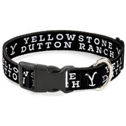 Plastic Clip Collar - YELLOWSTONE DUTTON RANCH and Logo Black/White Plastic Clip Collars Yellowstone