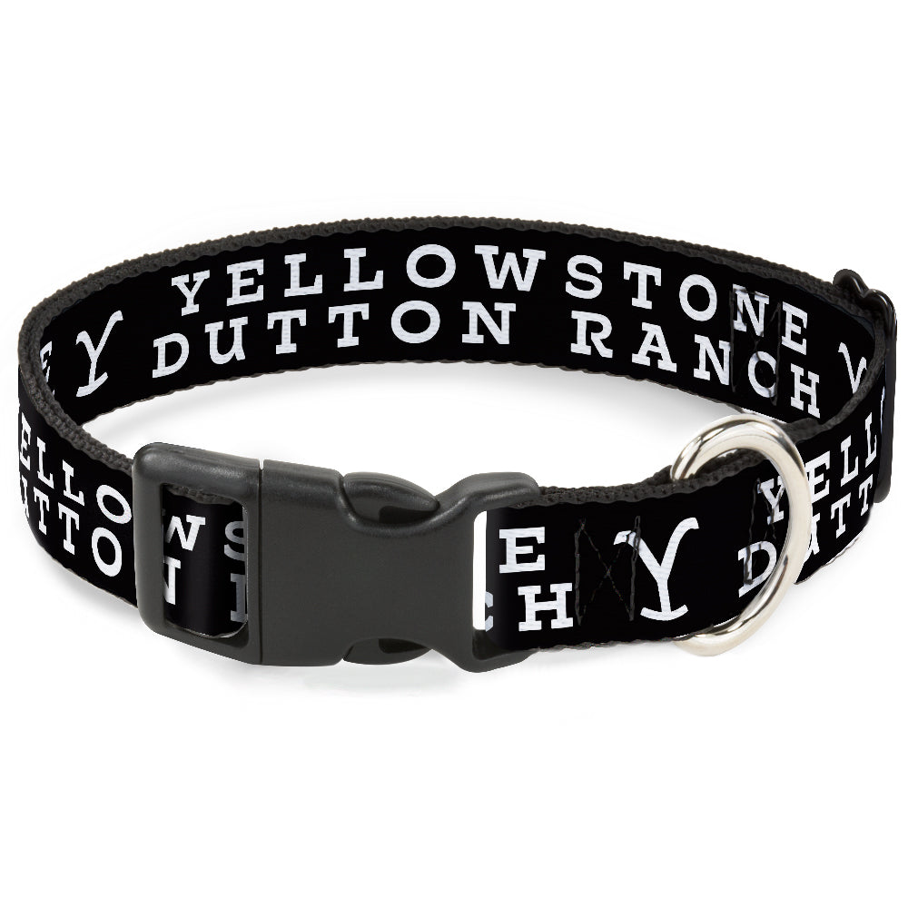Plastic Clip Collar - YELLOWSTONE DUTTON RANCH and Logo Black/White Plastic Clip Collars Yellowstone