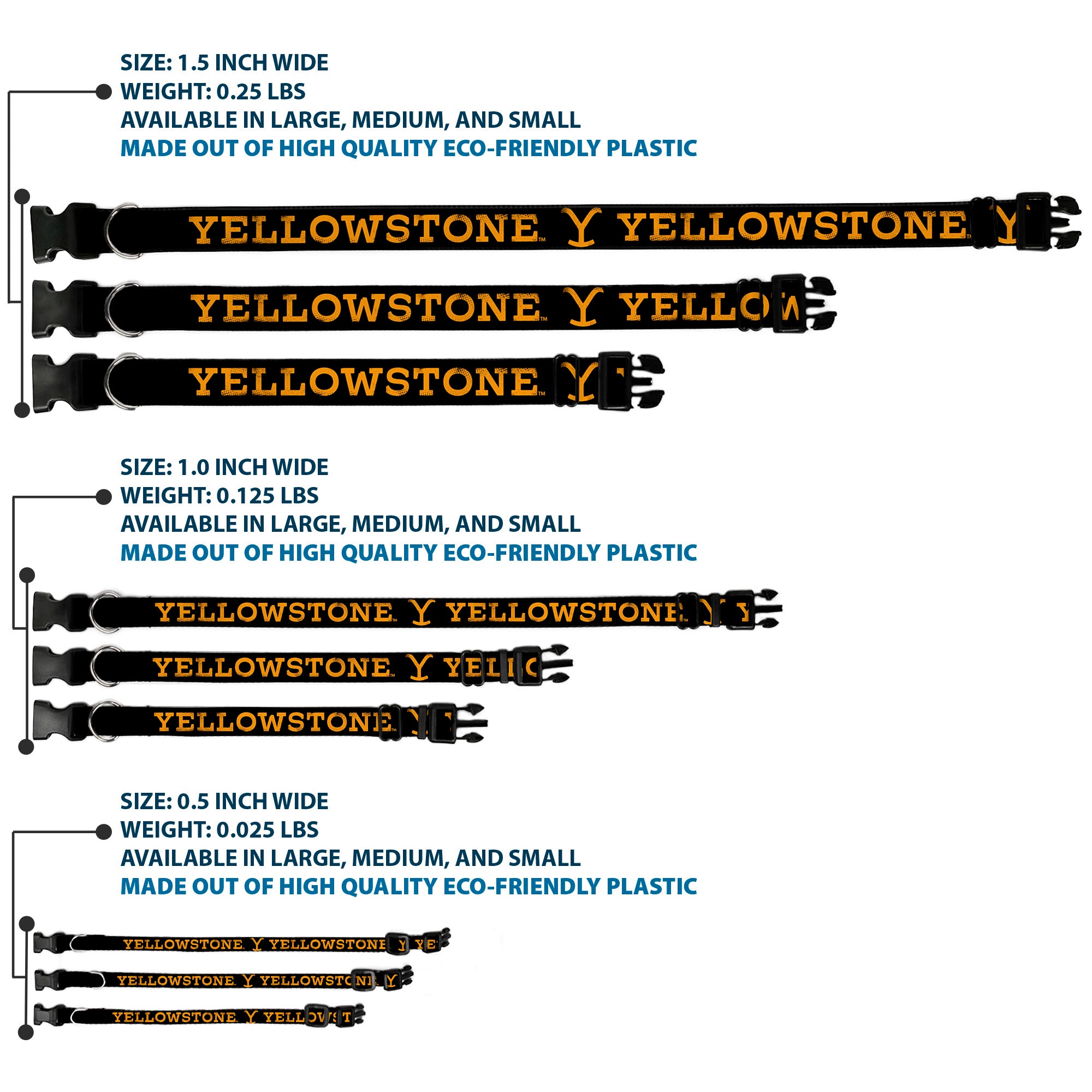Plastic Clip Collar - YELLOWSTONE Text and Y Logo Weathered Black/Orange Plastic Clip Collars Yellowstone