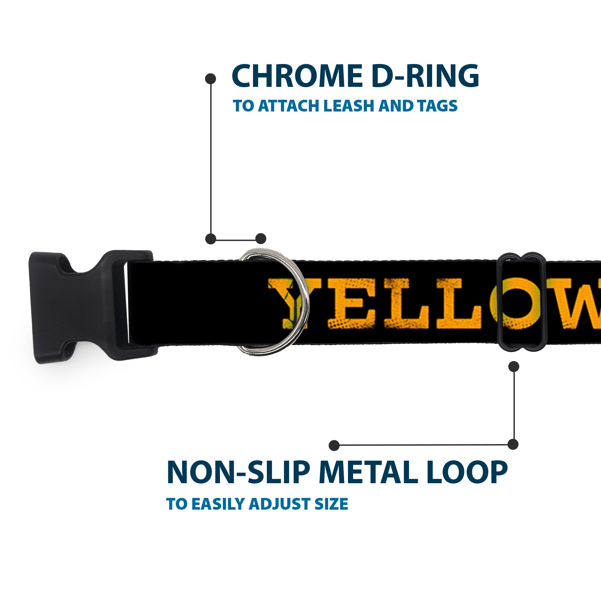 Plastic Clip Collar - YELLOWSTONE Text and Y Logo Weathered Black/Orange Plastic Clip Collars Yellowstone