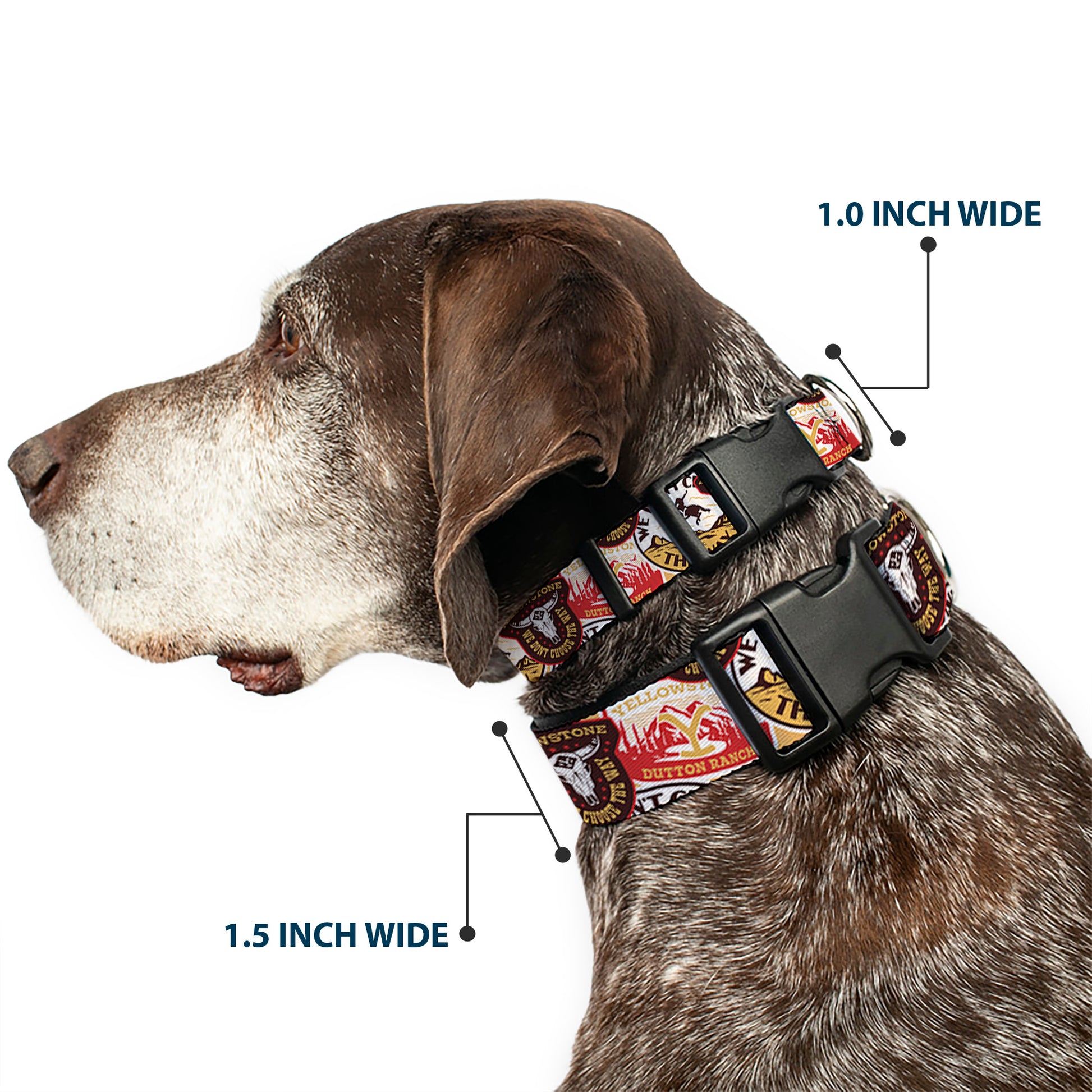 Plastic Clip Collar - Yellowstone Patches Stacked Browns/Reds/Yellows Plastic Clip Collars Yellowstone