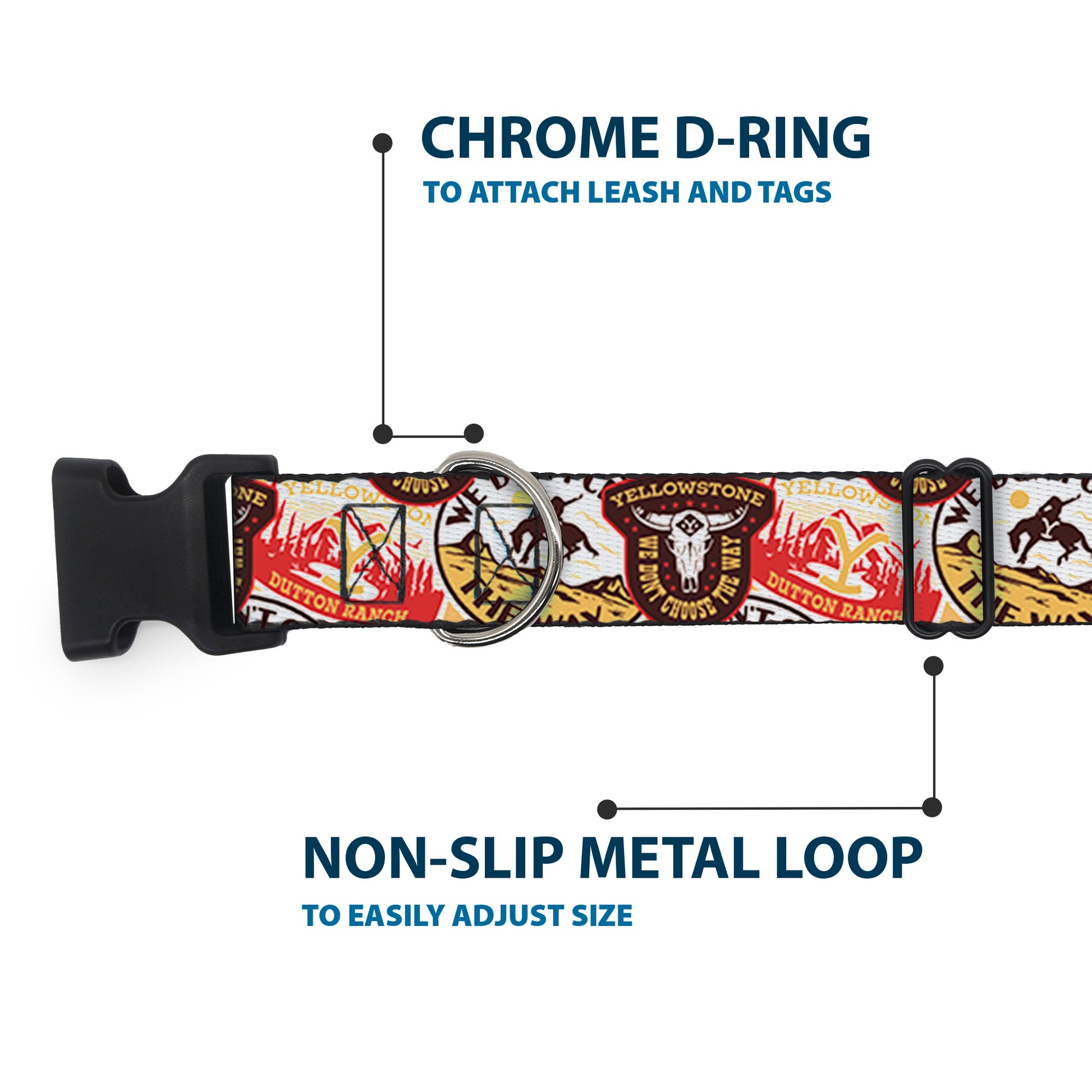 Plastic Clip Collar - Yellowstone Patches Stacked Browns/Reds/Yellows Plastic Clip Collars Yellowstone