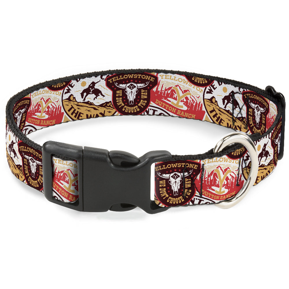 Plastic Clip Collar - Yellowstone Patches Stacked Browns/Reds/Yellows Plastic Clip Collars Yellowstone