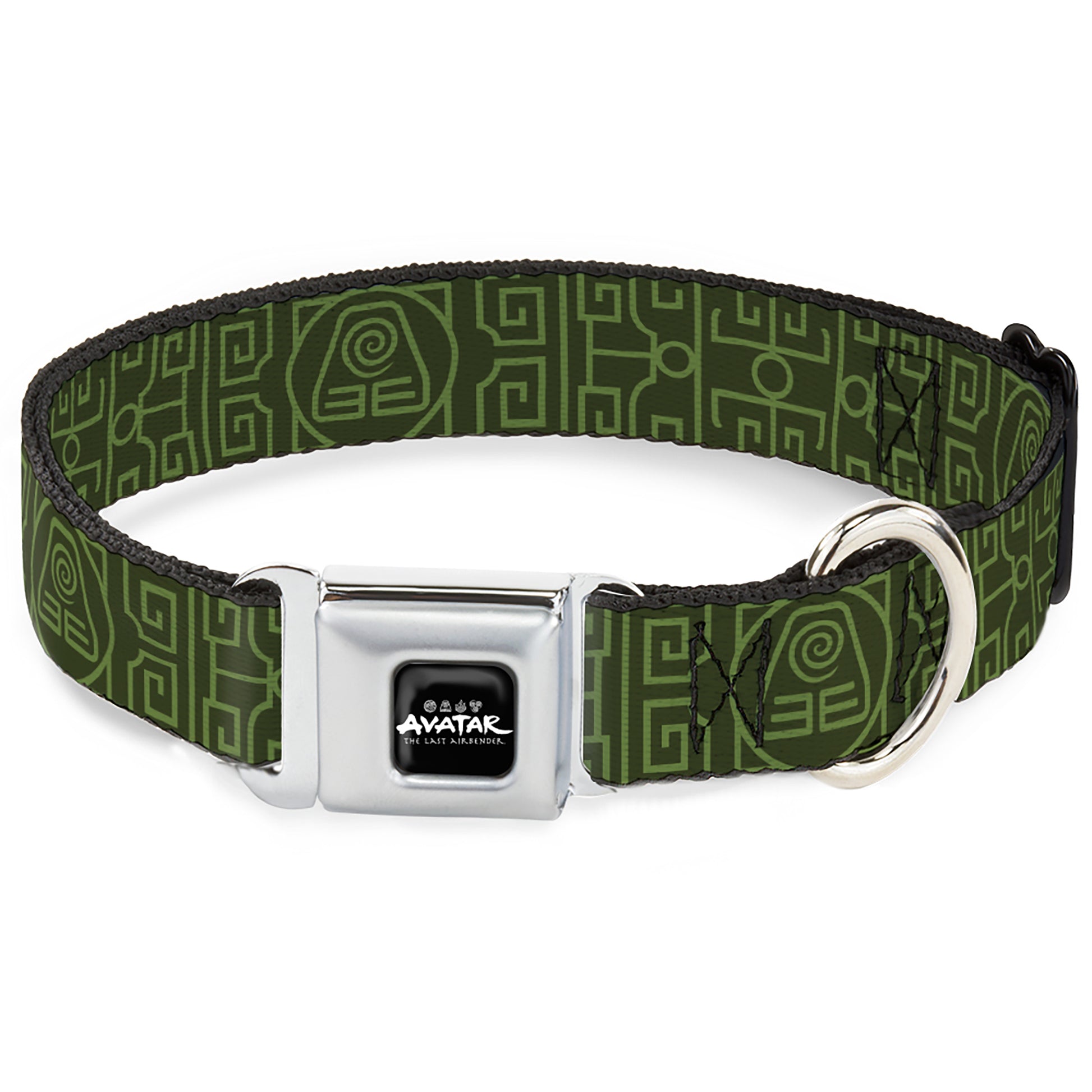 AVATAR LAST AIRBENDER Title Logo Full Color Black/White Seatbelt Buckle Collar - Avatar Last Airbender Earth Element Symbol Black/Olive Green Seatbelt Buckle Collars Avatar The Last Airbender