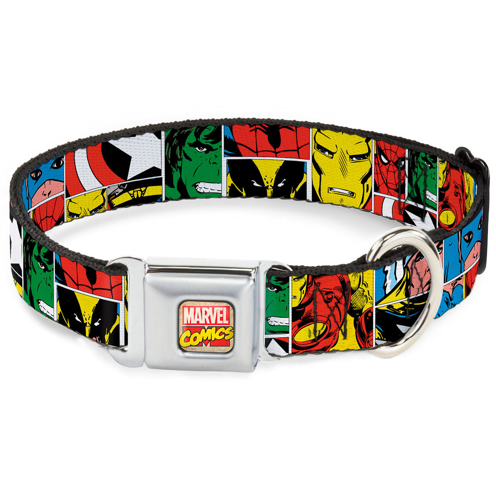 MARVEL COMICS Marvel Comics Logo Full Color Seatbelt Buckle Collar - Marvel Superhero Comic Blocks Seatbelt Buckle Collars Marvel Comics