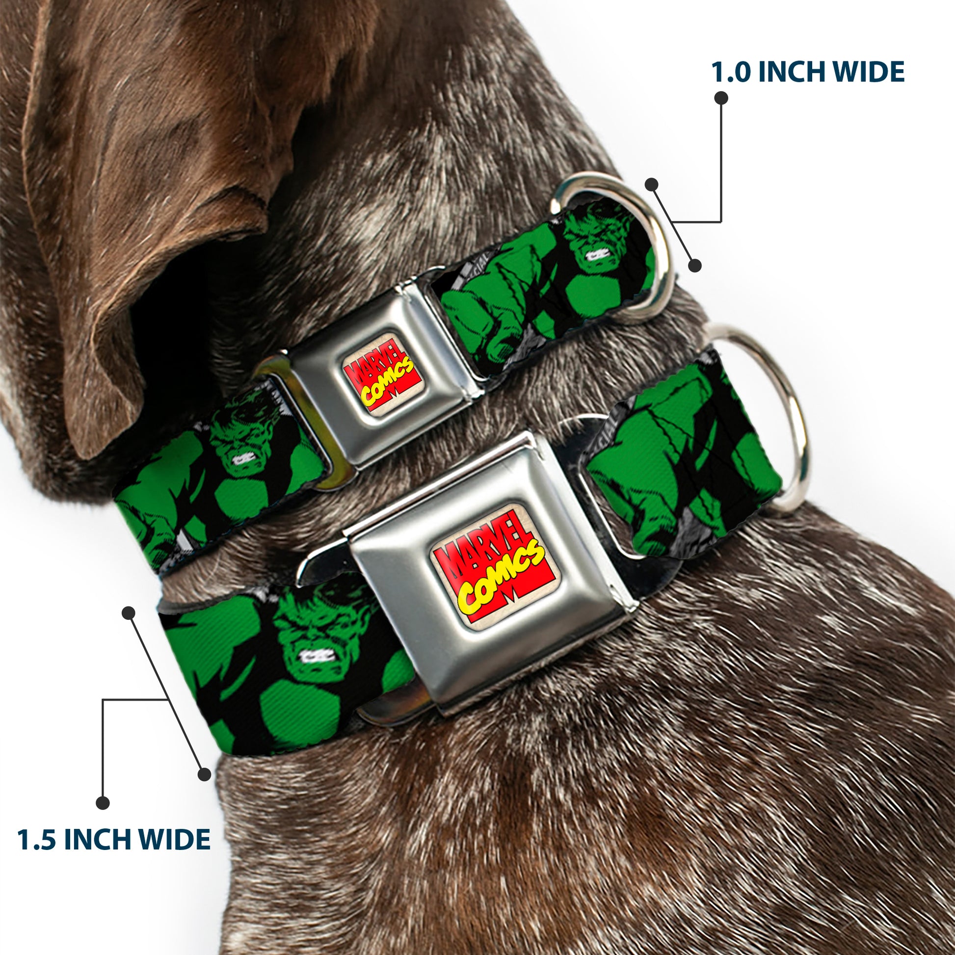MARVEL COMICS Marvel Comics Logo Full Color Seatbelt Buckle Collar - THE INCREDIBLE HULK Action Poses/Stacked Comics Seatbelt Buckle Collars Marvel Comics