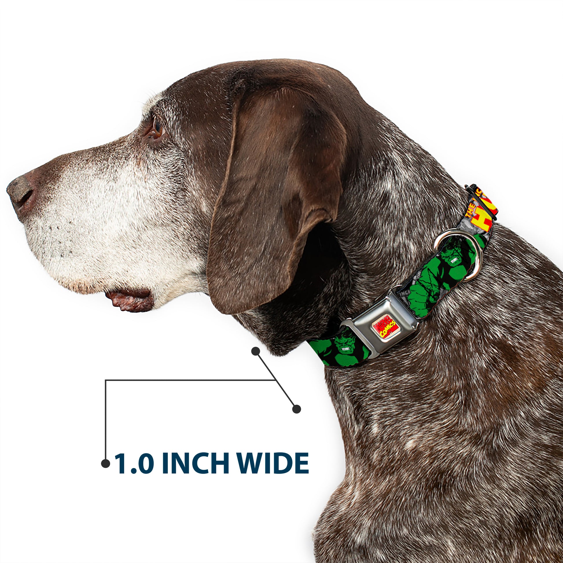 MARVEL COMICS Marvel Comics Logo Full Color Seatbelt Buckle Collar - THE INCREDIBLE HULK Action Poses/Stacked Comics Seatbelt Buckle Collars Marvel Comics