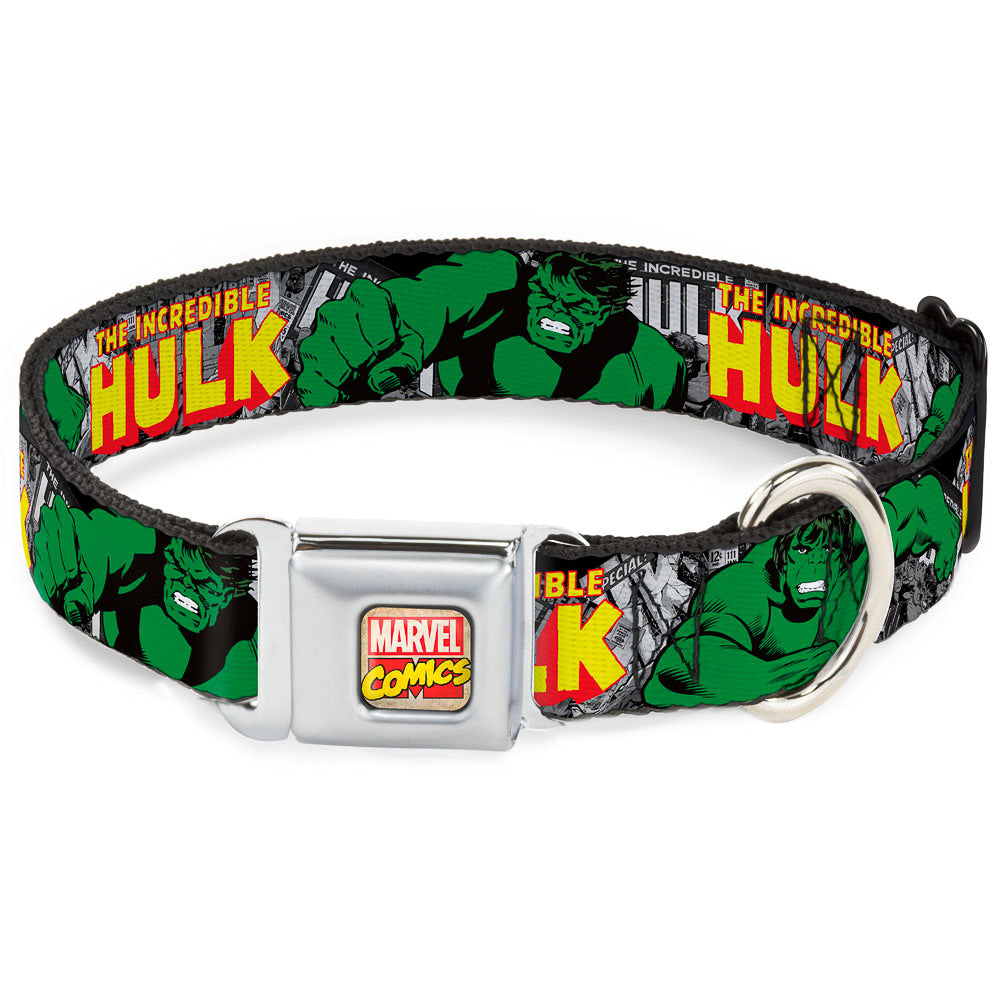 MARVEL COMICS Marvel Comics Logo Full Color Seatbelt Buckle Collar - THE INCREDIBLE HULK Action Poses/Stacked Comics Seatbelt Buckle Collars Marvel Comics