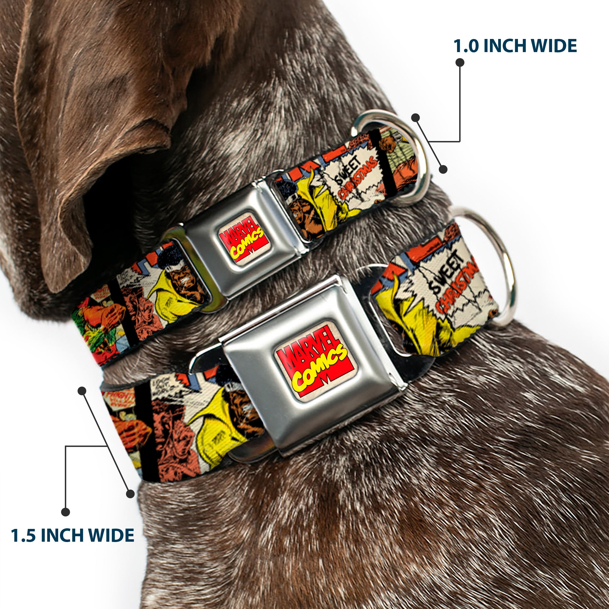 Marvel Comics Logo Full Color Seatbelt Buckle Collar - 5-Classic Luke Cage Comic Scene Blocks Seatbelt Buckle Collars Marvel Comics