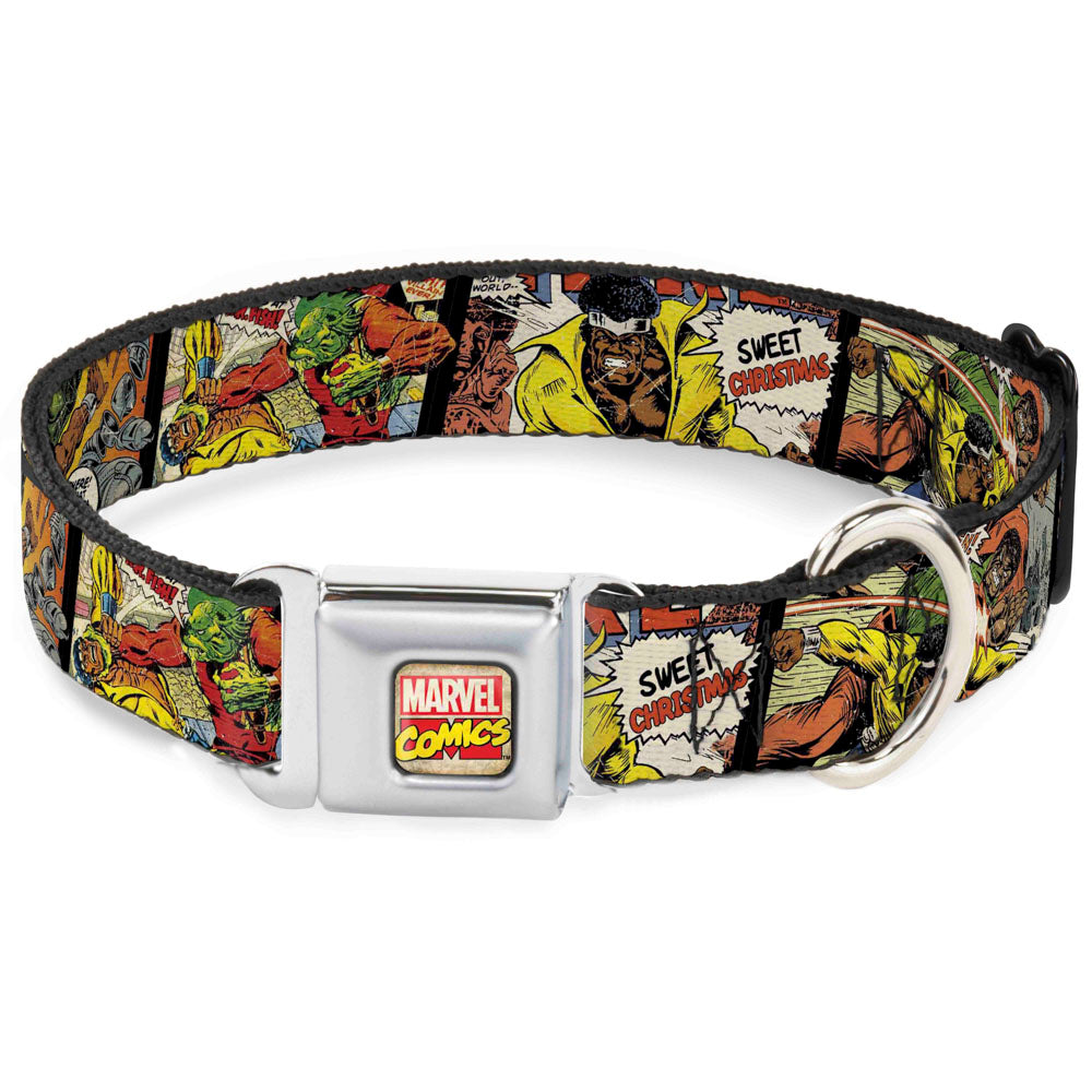 Marvel Comics Logo Full Color Seatbelt Buckle Collar - 5-Classic Luke Cage Comic Scene Blocks Seatbelt Buckle Collars Marvel Comics
