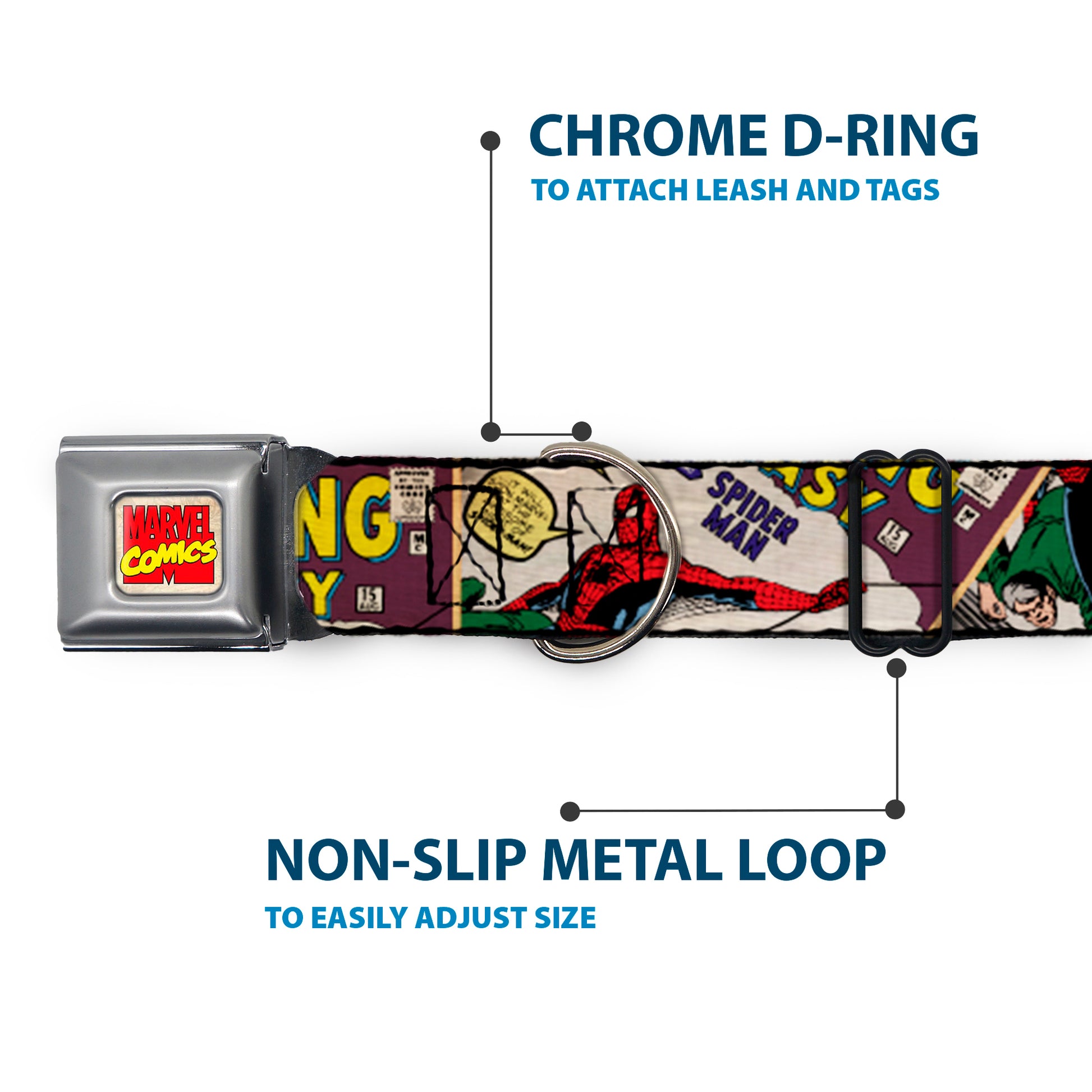 Marvel Comics Seatbelt Buckle Collar - Spider-Man AMAZING FANTASY Cover Pose Seatbelt Buckle Collars Marvel Comics