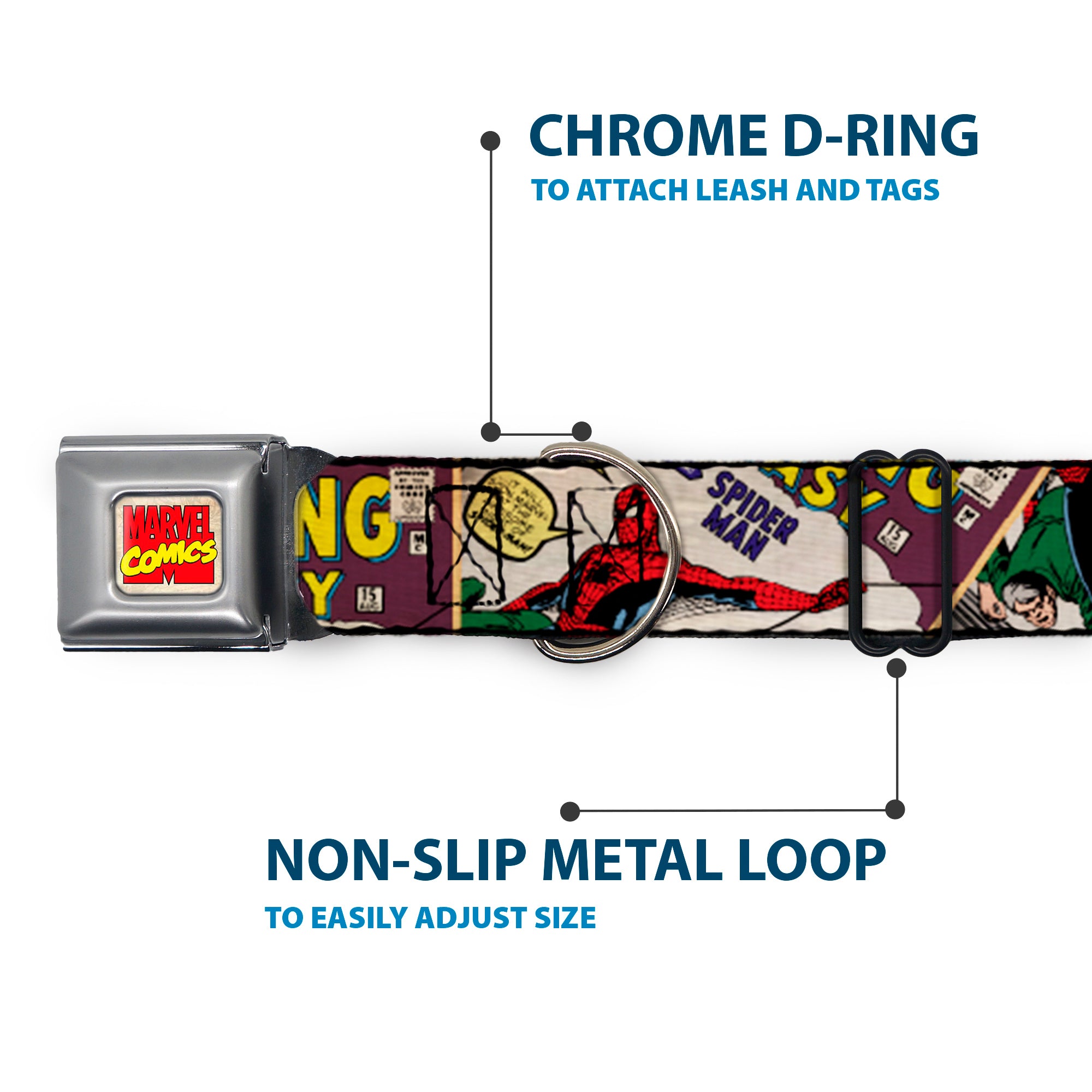 Marvel Comics Seatbelt Buckle Collar - Spider-Man AMAZING FANTASY Cover Pose Seatbelt Buckle Collars Marvel Comics