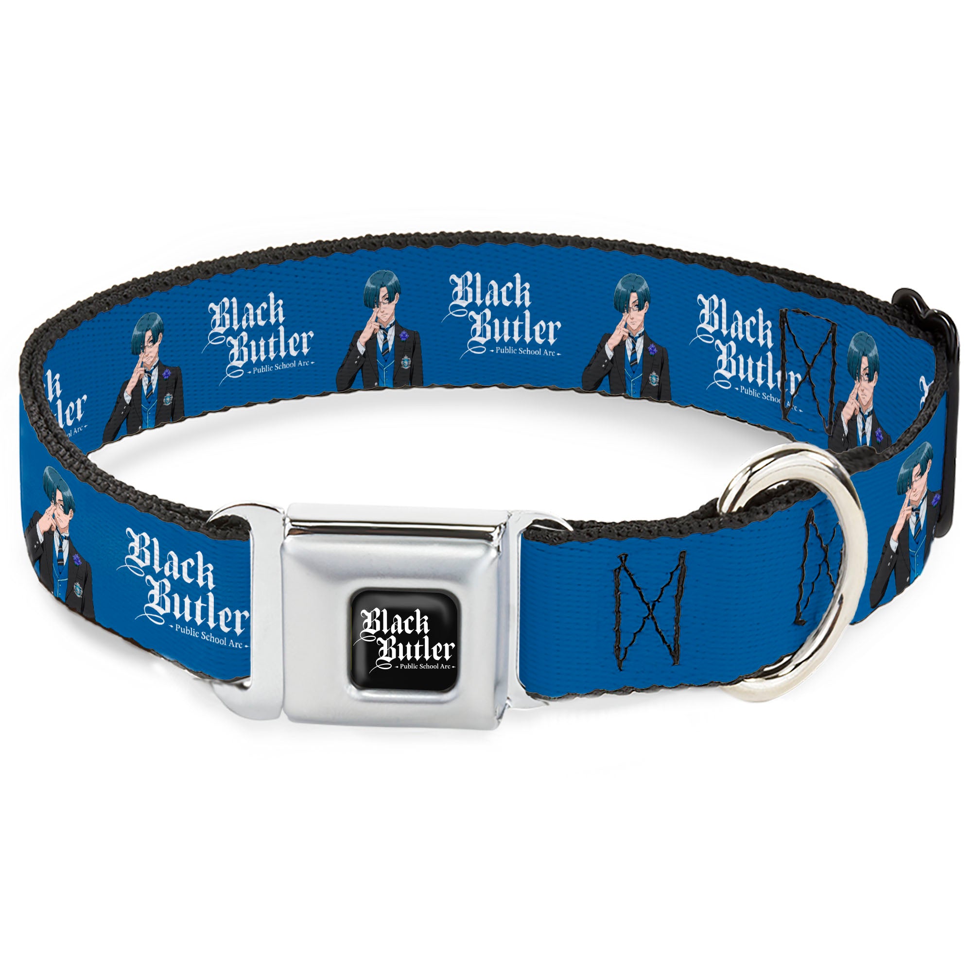 BLACK BUTLER PUBLIC SCHOOL ARC Title Logo Full Color Black/White Seatbelt Buckle Collar - BLACK BUTLER Herman Greenhill Pose and Title Logo Green Seatbelt Buckle Collars Black Butler