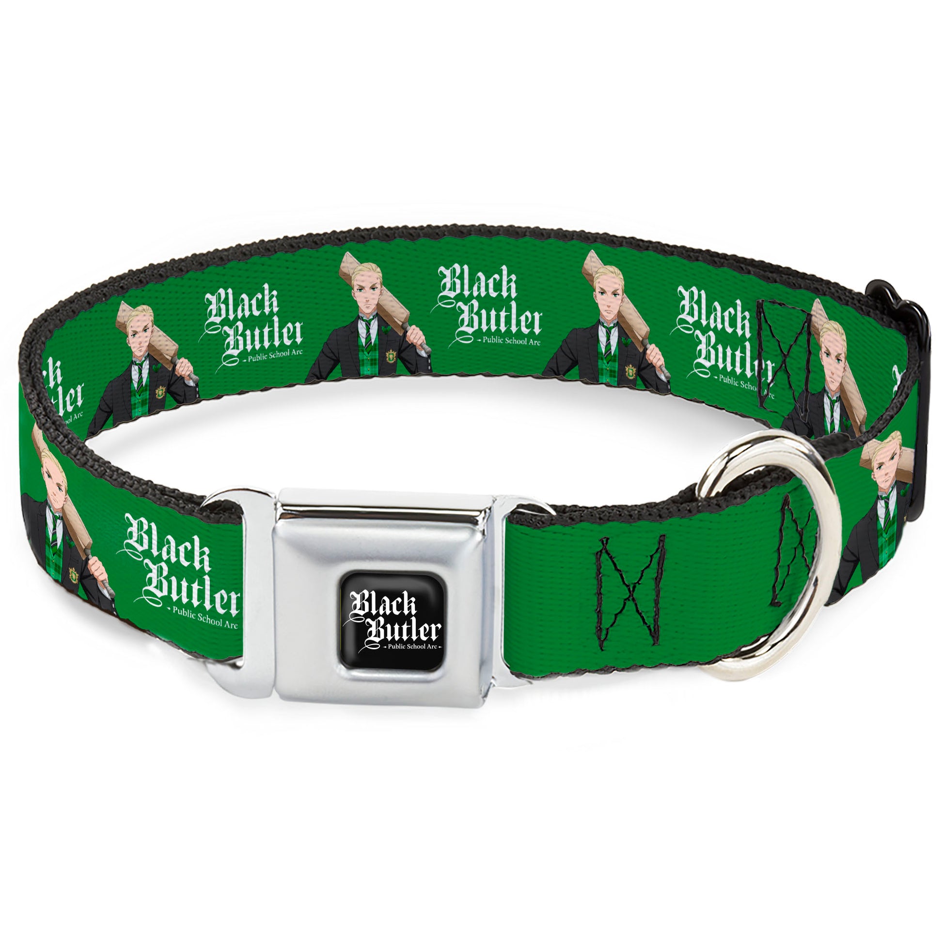 BLACK BUTLER PUBLIC SCHOOL ARC Title Logo Full Color Black/White Seatbelt Buckle Collar - BLACK BUTLER Edgar Redmond Pose and Title Logo Red Seatbelt Buckle Collars Black Butler