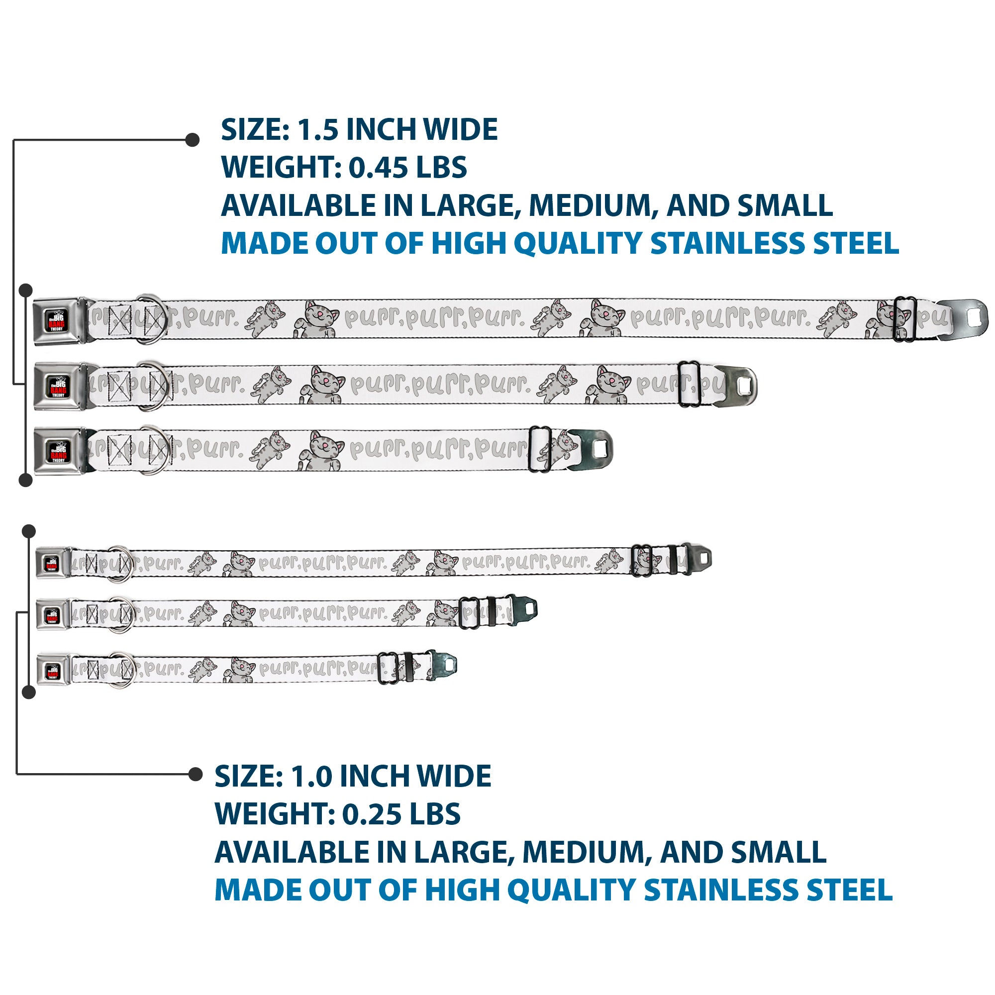 THE BIG BANG THEORY Full Color Black White Red Seatbelt Buckle Collar - Soft Kitty PURR, PURR, PURR Seatbelt Buckle Collars The Big Bang Theory