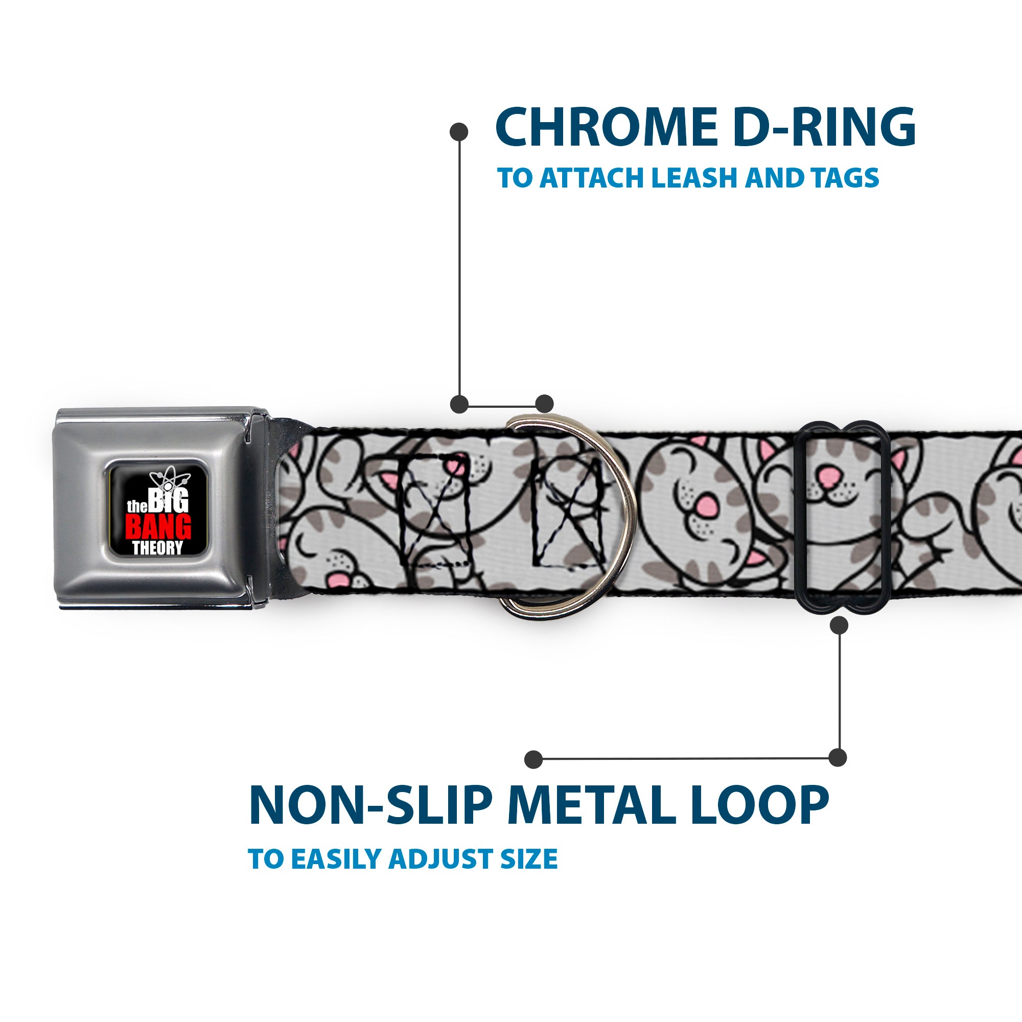 THE BIG BANG THEORY Full Color Black White Red Seatbelt Buckle Collar - Soft Kitty Poses Seatbelt Buckle Collars The Big Bang Theory