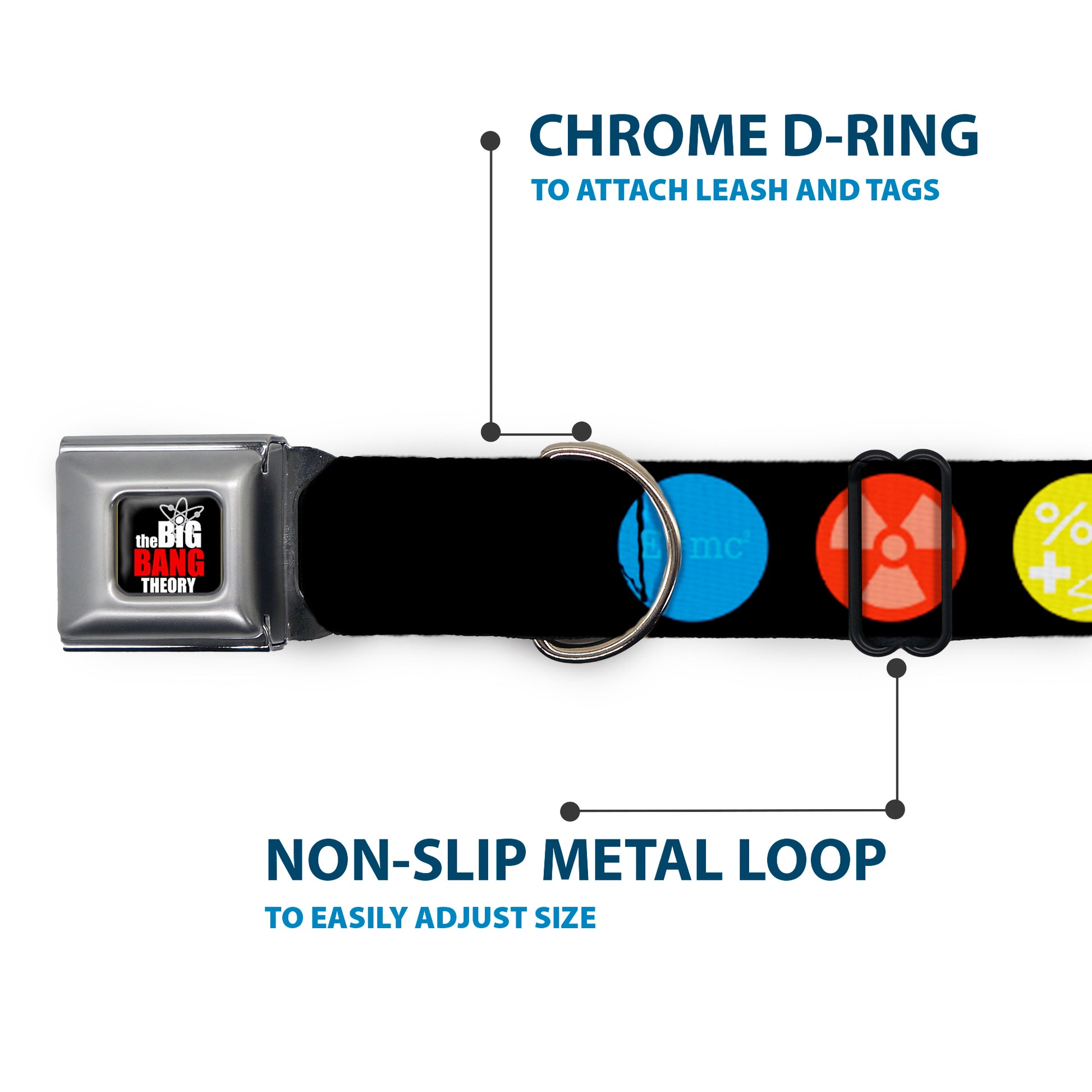 THE BIG BANG THEORY Full Color Black White Red Seatbelt Buckle Collar - THE BIG BANG THEORY DNA/Atom/E/Radiation Black Seatbelt Buckle Collars The Big Bang Theory