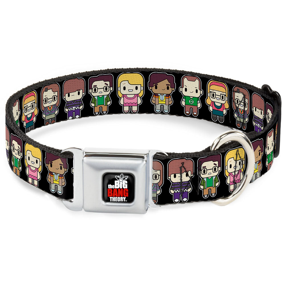 THE BIG BANG THEORY Full Color Black White Red Seatbelt Buckle Collar - Big Bang Theory Chibi Characters Black Seatbelt Buckle Collars The Big Bang Theory