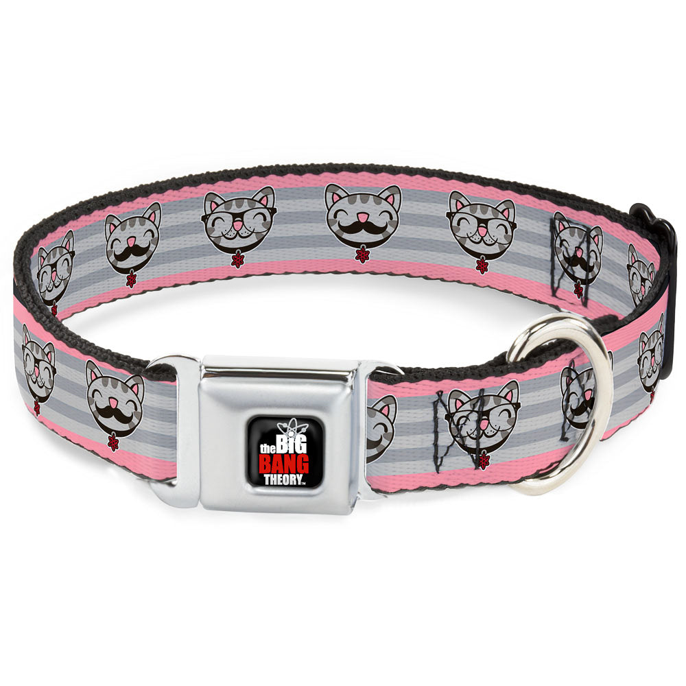 THE BIG BANG THEORY Full Color Black White Red Seatbelt Buckle Collar - Soft Kitty Nerd/Mustacho Expressions Stripe Grays Seatbelt Buckle Collars The Big Bang Theory