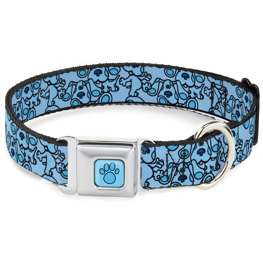 Blue's Clues Paw Full Color Blues Seatbelt Buckle Collar - Blue's Clues Blue Poses Scattered Blues Seatbelt Buckle Collars Blue's Clues
