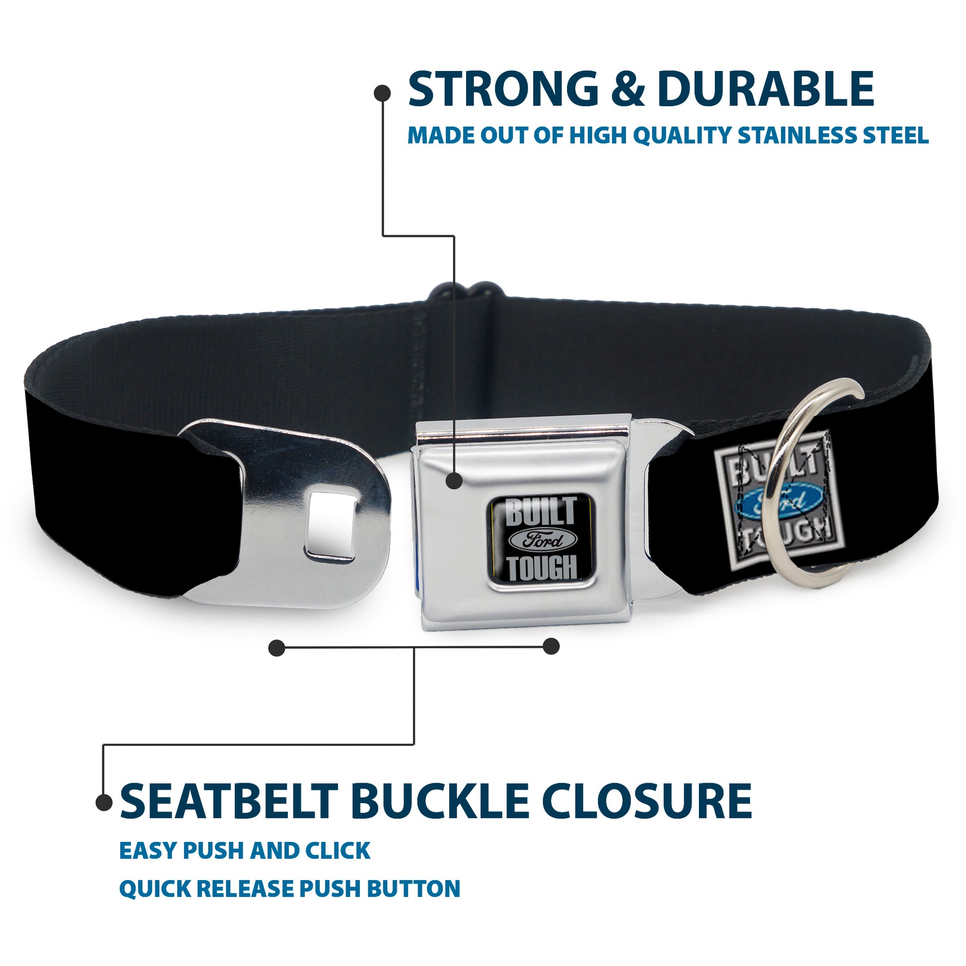 Built Ford Tough Seatbelt Buckle Collar - Built Ford Tough Logo REPEAT Seatbelt Buckle Collars Ford