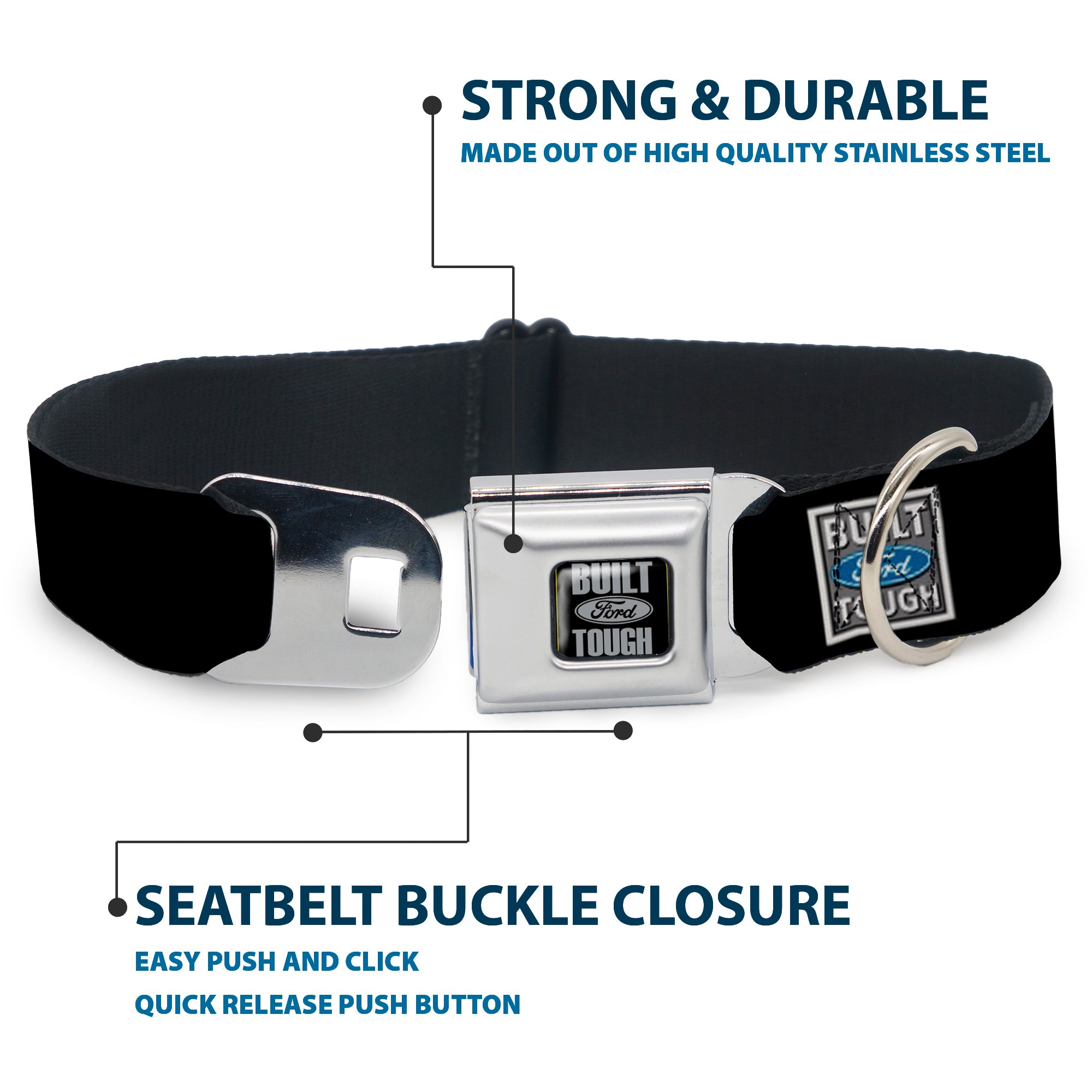 Built Ford Tough Seatbelt Buckle Collar - Built Ford Tough Logo REPEAT Seatbelt Buckle Collars Ford