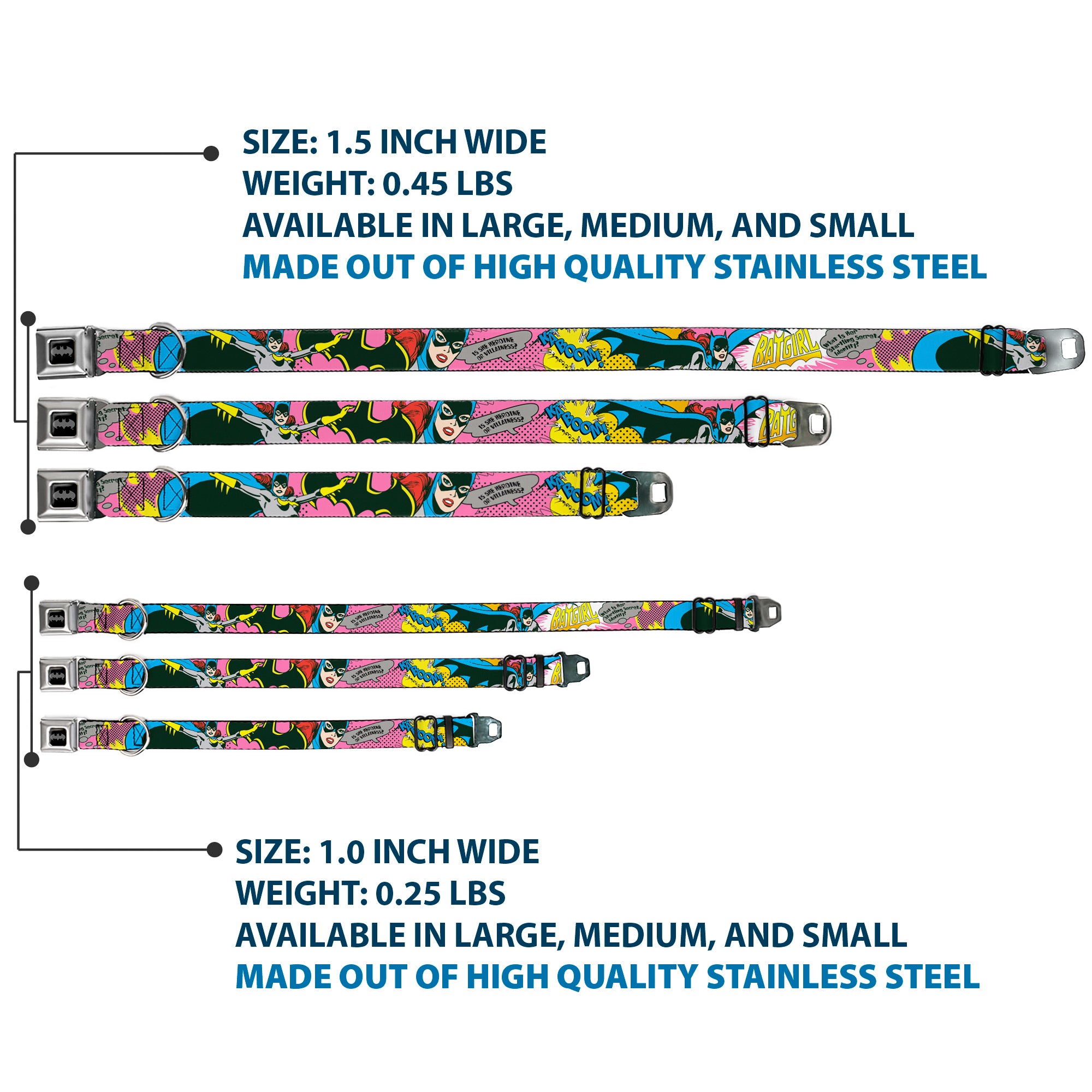 Batman Black/Silver Seatbelt Buckle Collar - BATGIRL-IS SHE HERO OR VILLAIN? w/Batgirl in Action Seatbelt Buckle Collars DC Comics