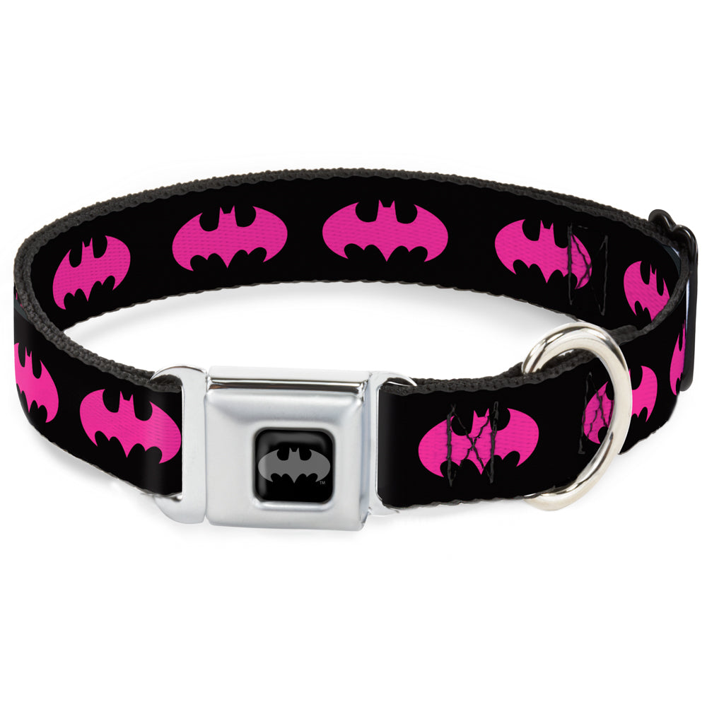 Batman Black Silver Seatbelt Buckle Collar - Batman Signal Black/Fuchsia Seatbelt Buckle Collars DC Comics