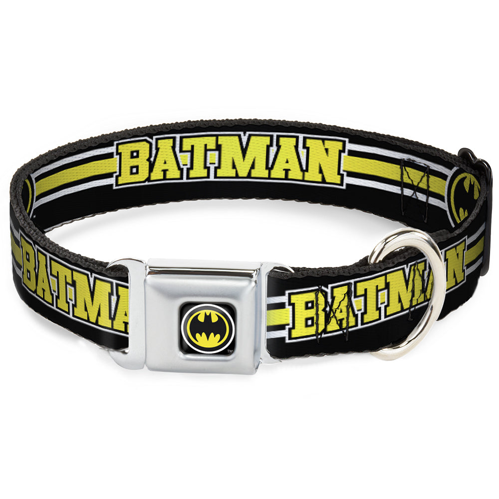 Bat Signal Black/White/Yellow Seatbelt Buckle Collar - BATMAN/Bat Signal Triple Stripe Black/White/Yellow Seatbelt Buckle Collars DC Comics