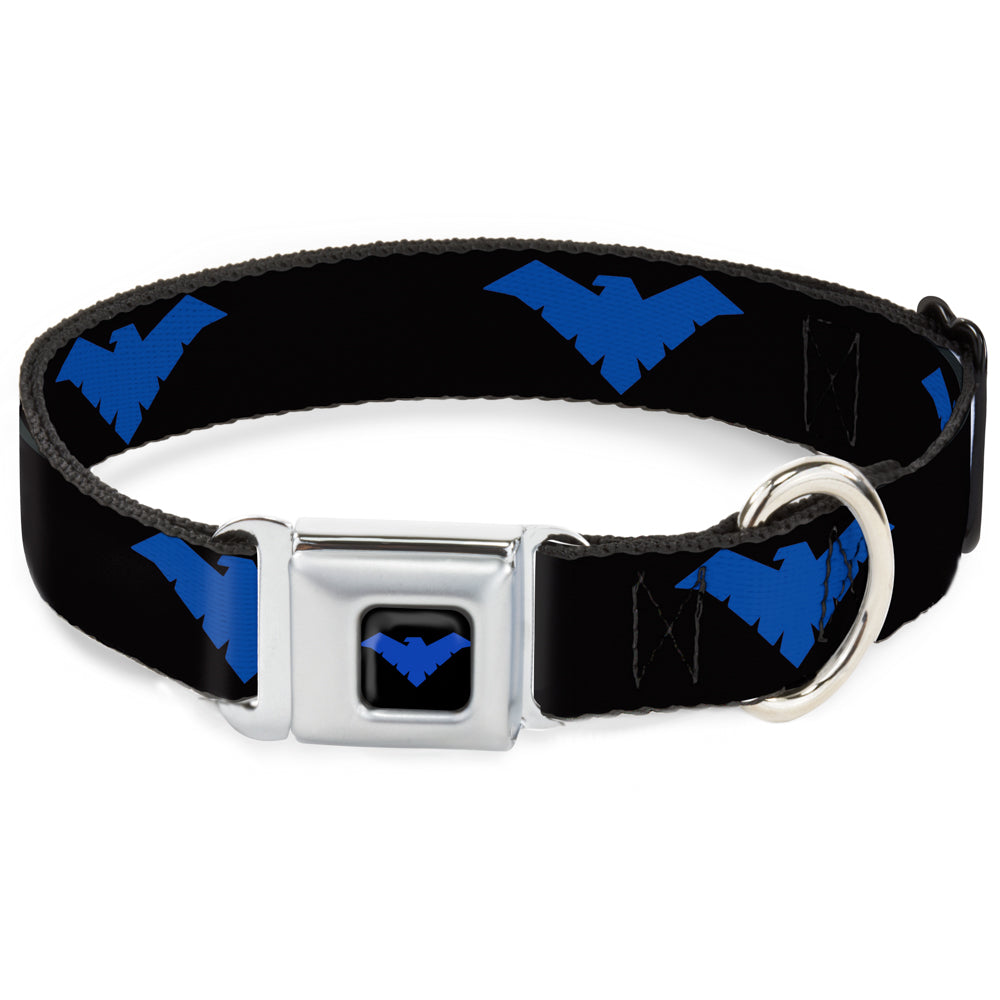 Nightwing Logo Full Color Black Blue Seatbelt Buckle Collar - Nightwing Logo Black/Blue Seatbelt Buckle Collars DC Comics