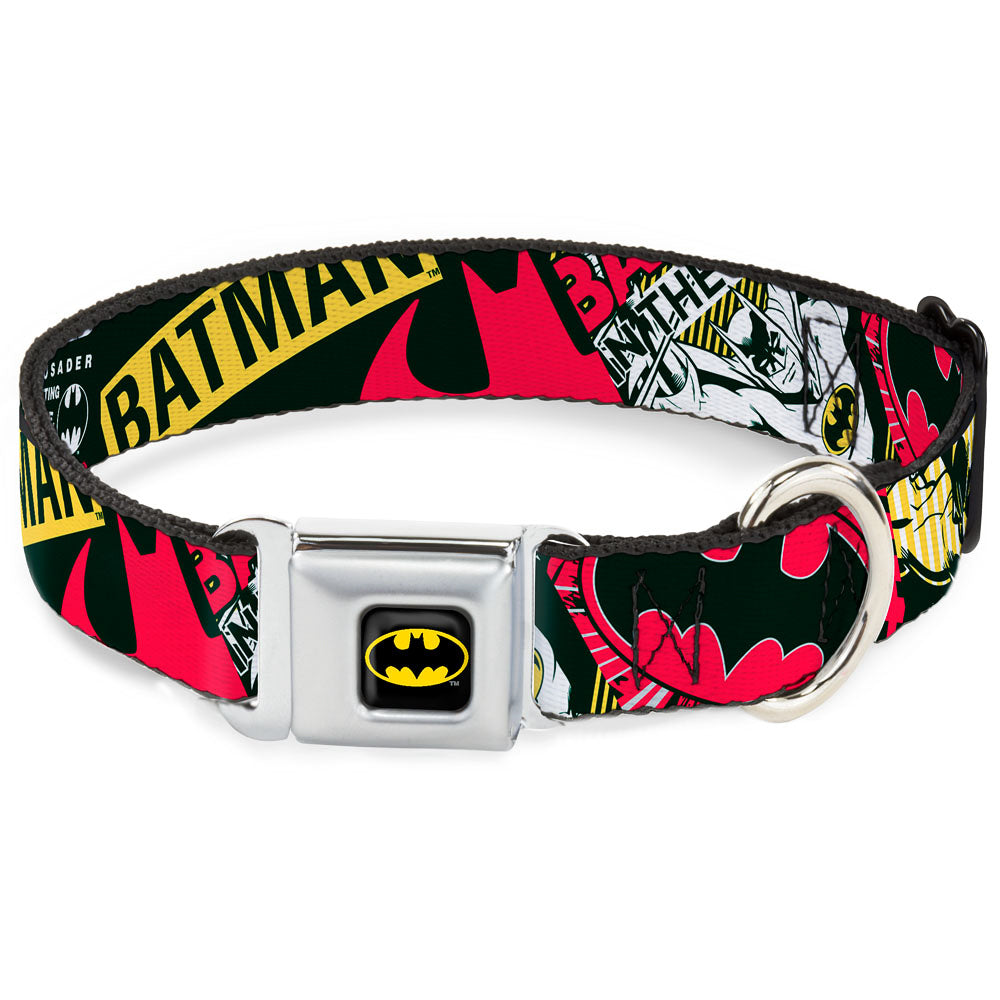 Batman Full Color Black Yellow Seatbelt Buckle Collar - Batman Caped Crusader Seatbelt Buckle Collars DC Comics