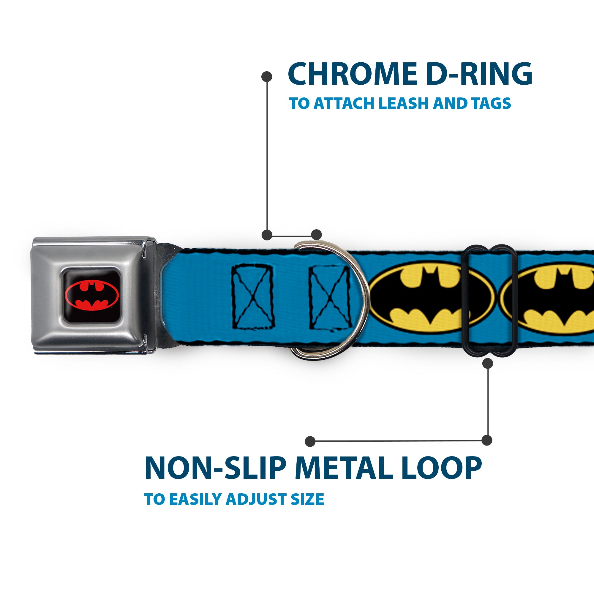Batman Full Color Black Yellow Seatbelt Buckle Collar - Bat Signal-3 Blue/Black/Yellow Seatbelt Buckle Collars DC Comics