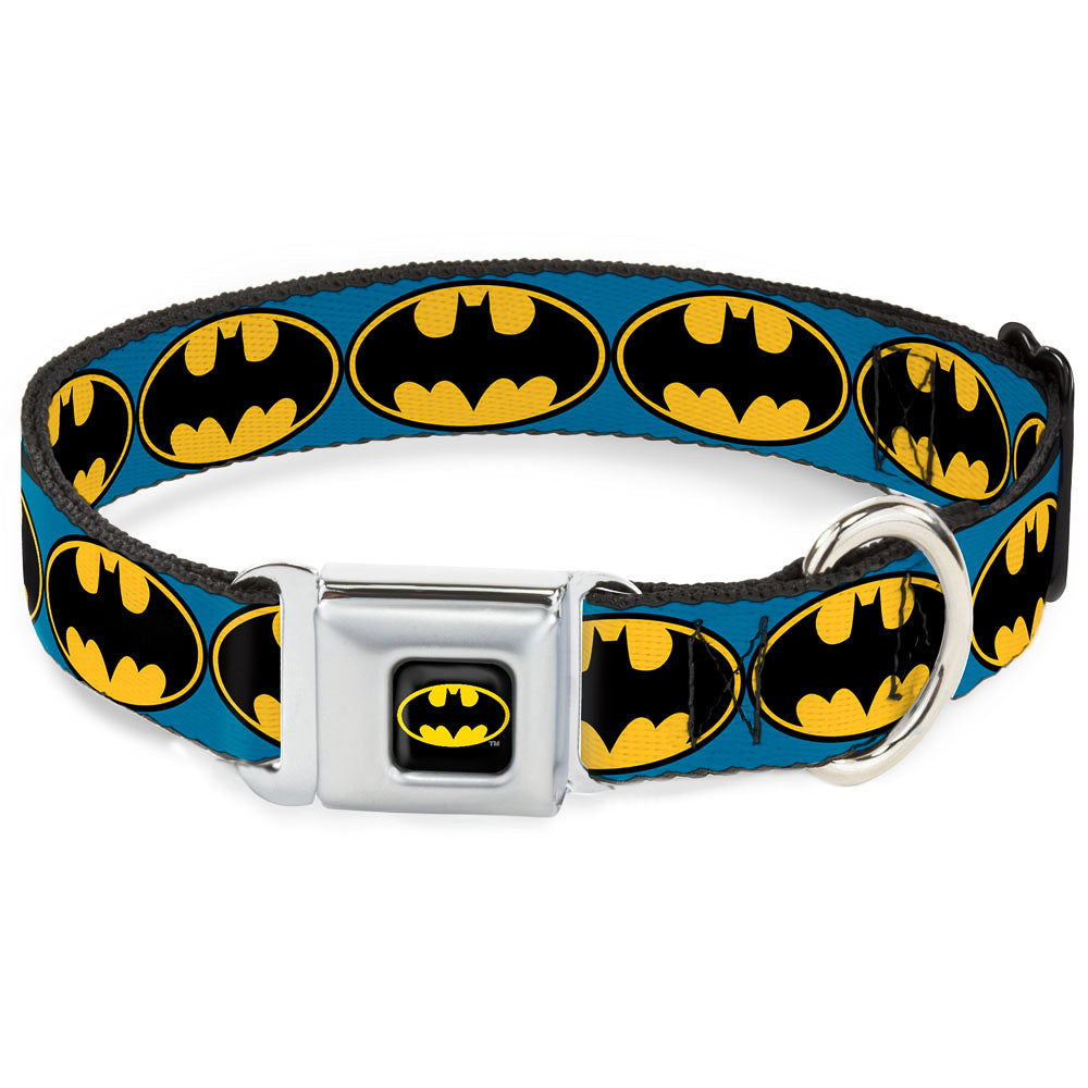 Batman Full Color Black Yellow Seatbelt Buckle Collar - Bat Signal-3 Blue/Black/Yellow Seatbelt Buckle Collars DC Comics