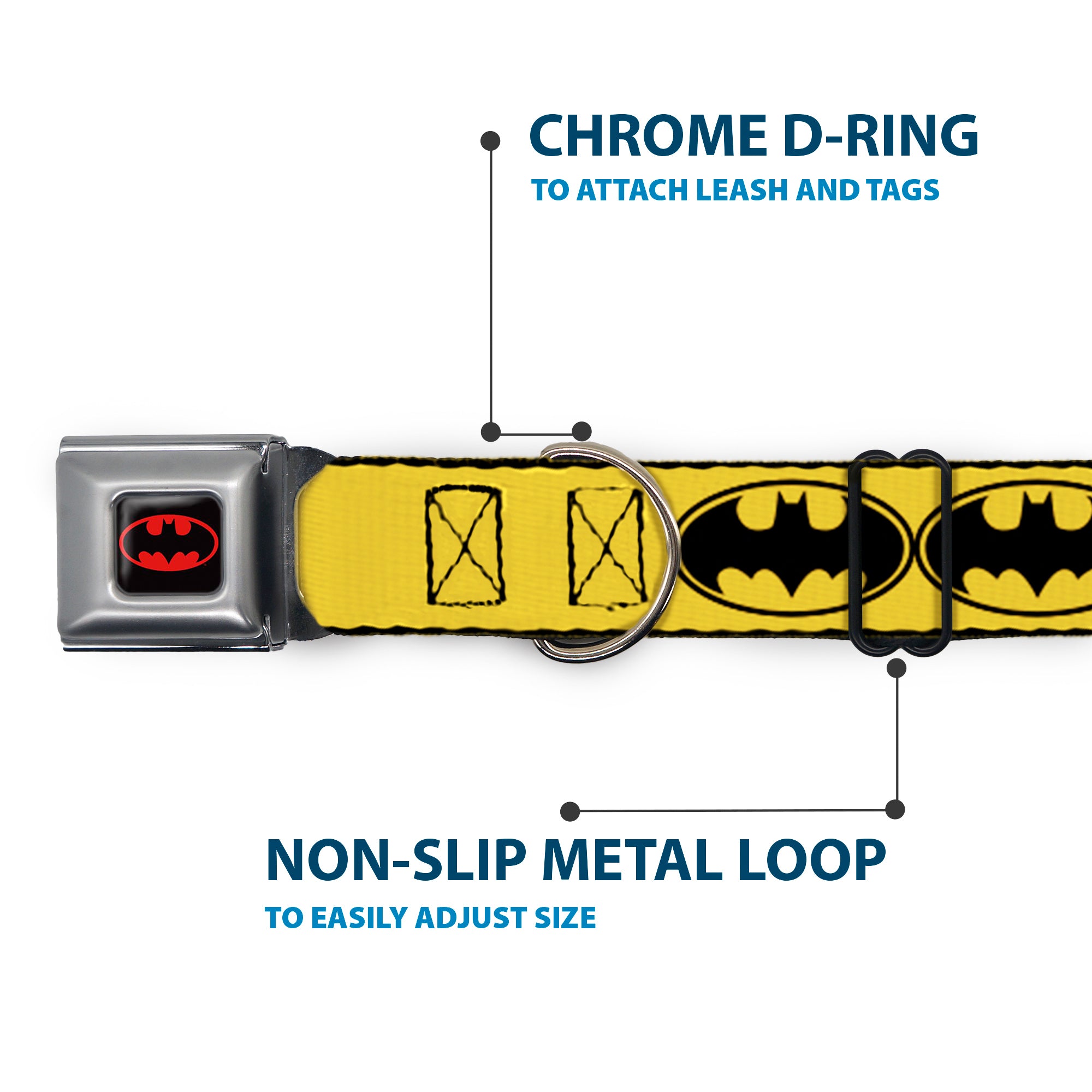 Batman Full Color Black Yellow Seatbelt Buckle Collar - Bat Signal-3 Yellow/Black/Yellow Seatbelt Buckle Collars DC Comics