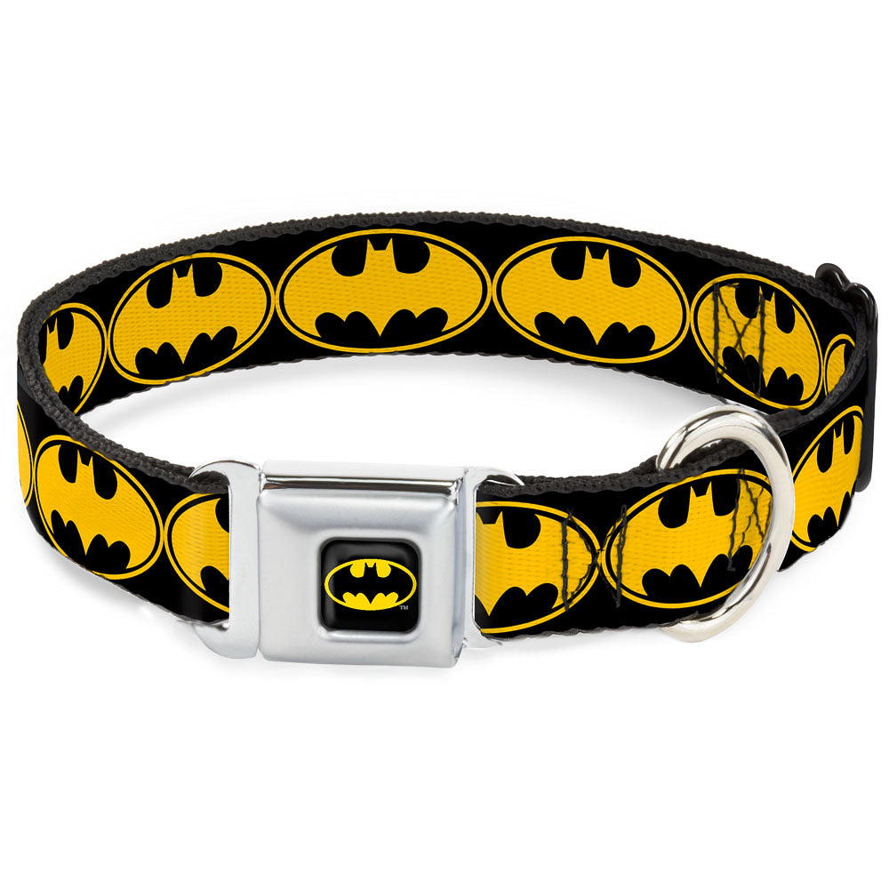 Batman Full Color Black Yellow Seatbelt Buckle Collar - Bat Signal-3 Black/Yellow/Black Seatbelt Buckle Collars DC Comics