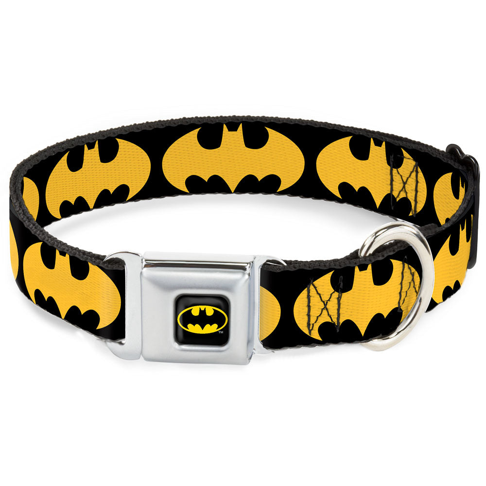 Batman Full Color Black Yellow Seatbelt Buckle Collar - Bat Signal-1 Black/Yellow Seatbelt Buckle Collars DC Comics