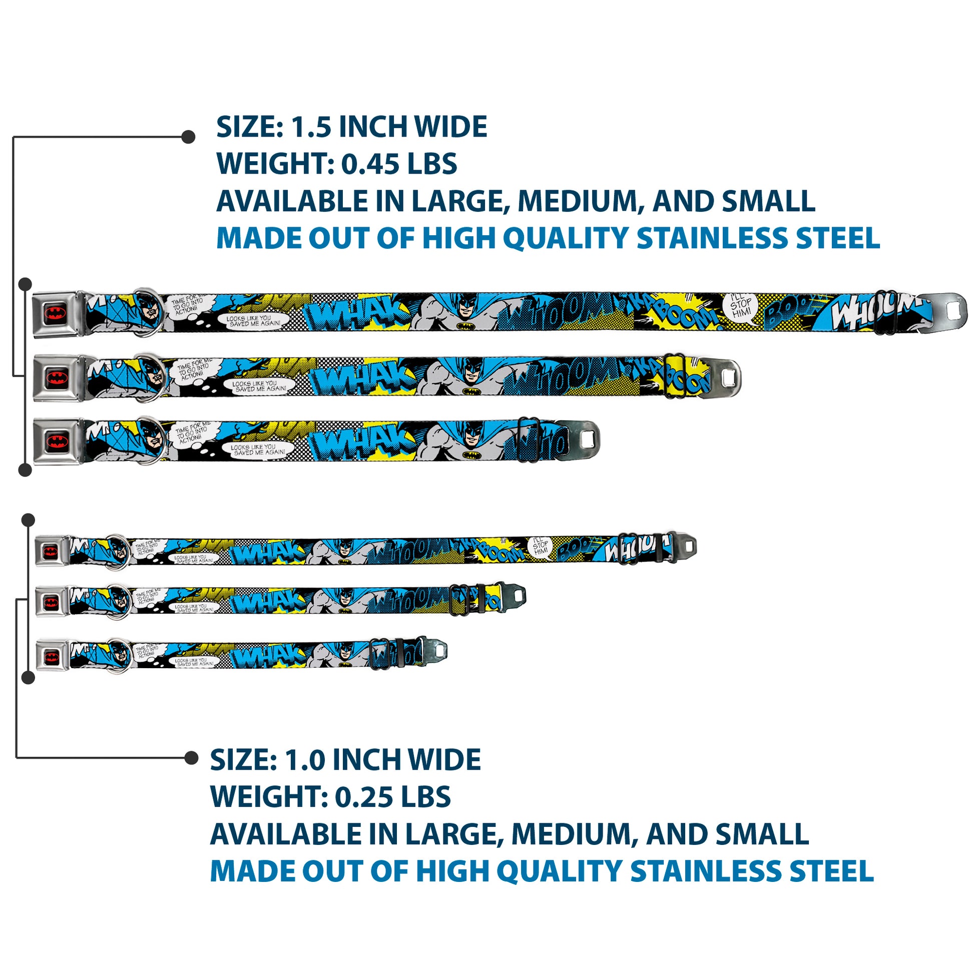 Batman Full Color Black Yellow Seatbelt Buckle Collar - Batman Scene1 Seatbelt Buckle Collars DC Comics