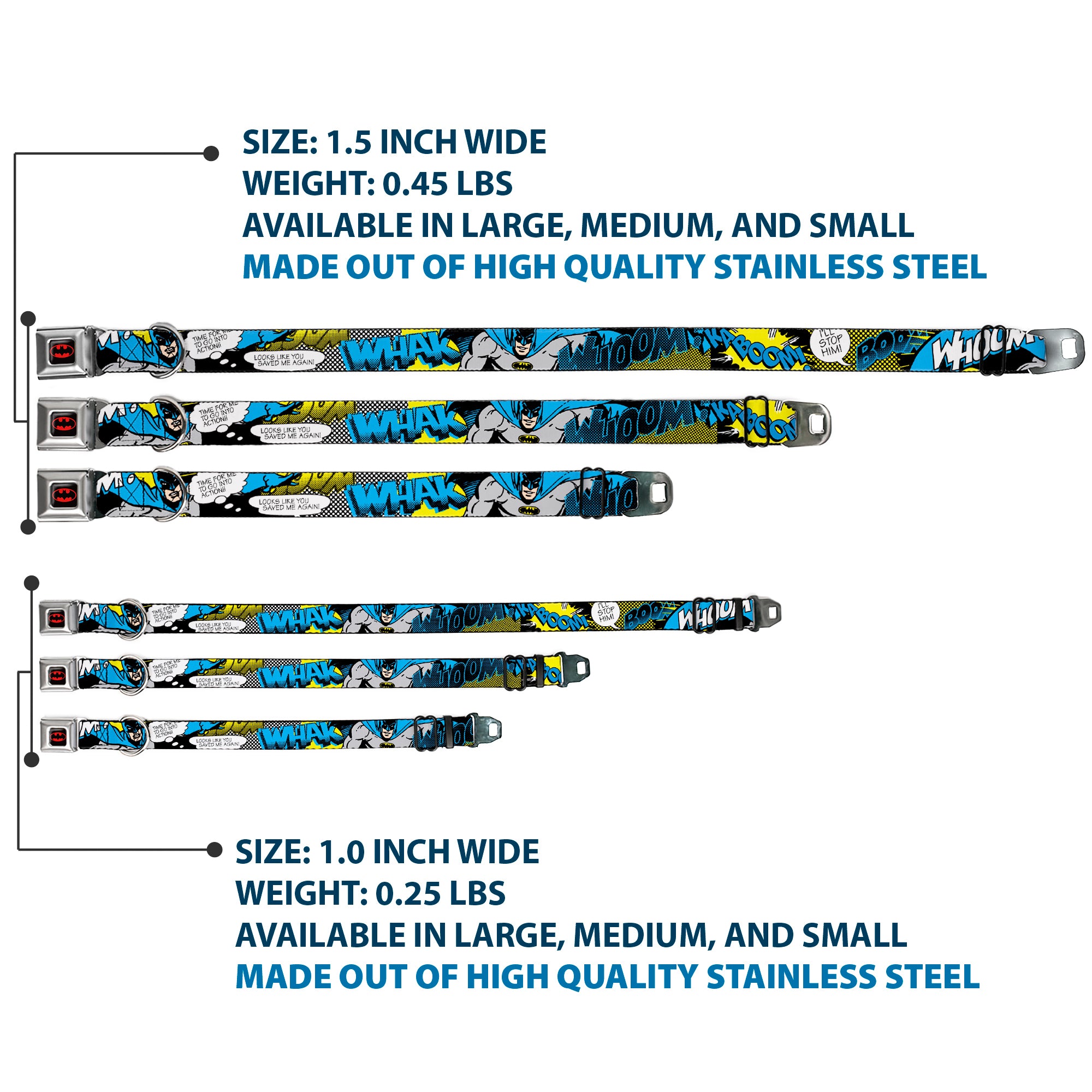 Batman Full Color Black Yellow Seatbelt Buckle Collar - Batman Scene1 Seatbelt Buckle Collars DC Comics