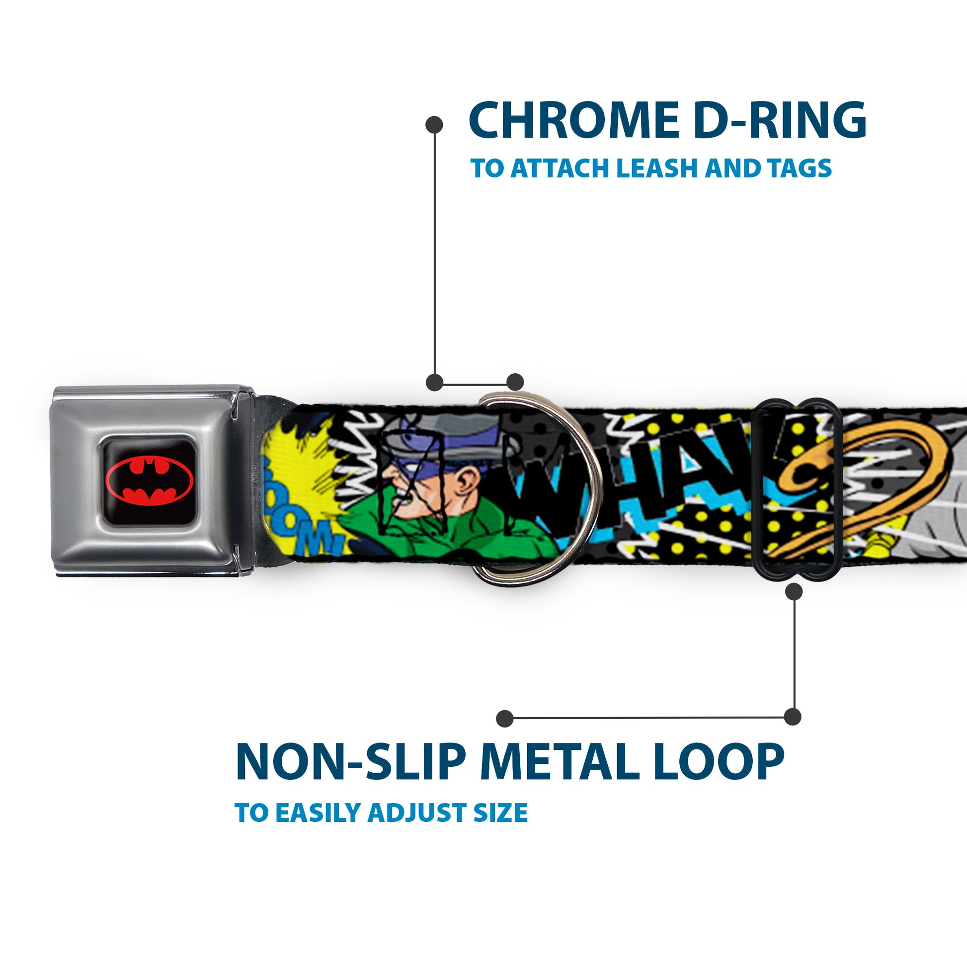 Batman Full Color Black Yellow Seatbelt Buckle Collar - Batman & Villains1 Seatbelt Buckle Collars DC Comics