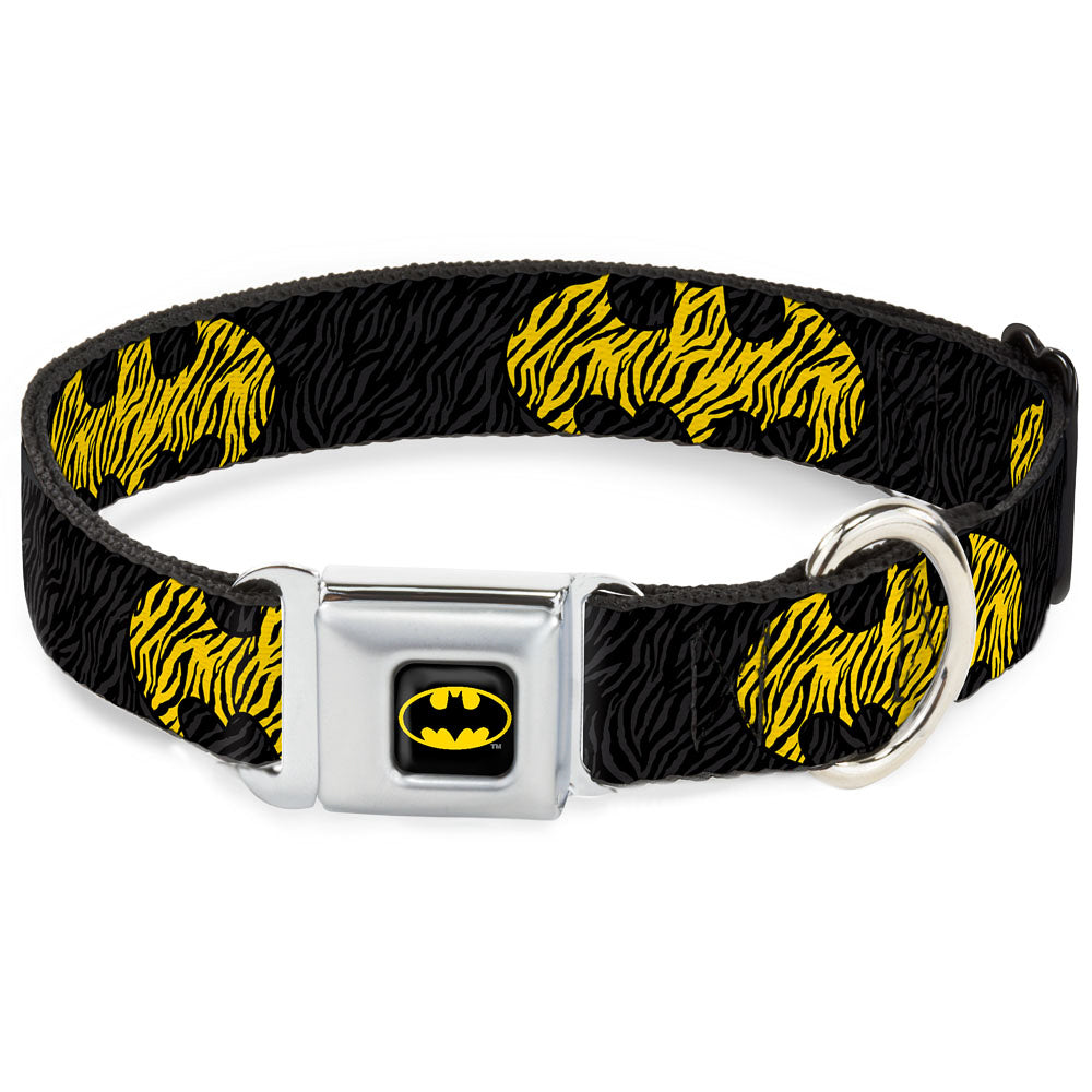 Batman Full Color Black Yellow Seatbelt Buckle Collar - Zebra Bat Signal Black/Gray/Yellow/Black Seatbelt Buckle Collars DC Comics