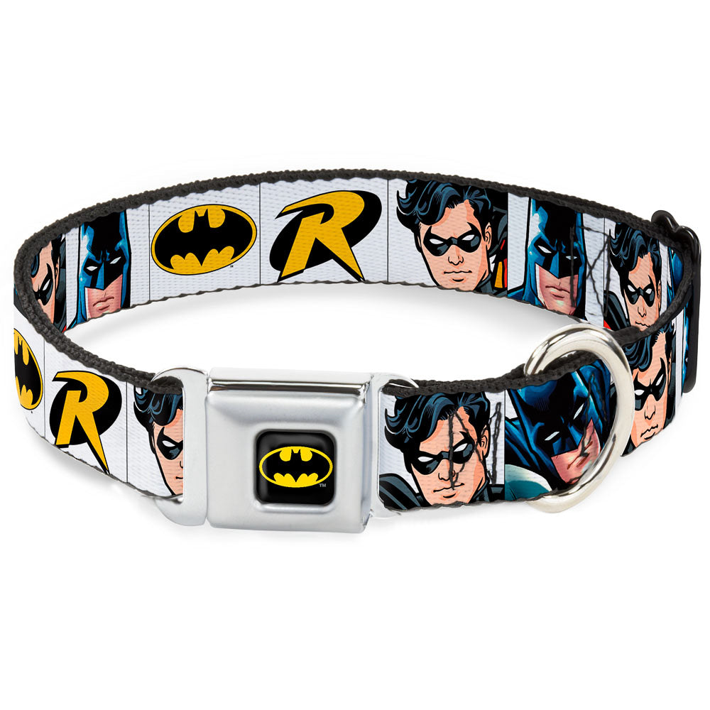 Batman Full Color Black Yellow Seatbelt Buckle Collar - Batman & Robin Blocks White Seatbelt Buckle Collars DC Comics