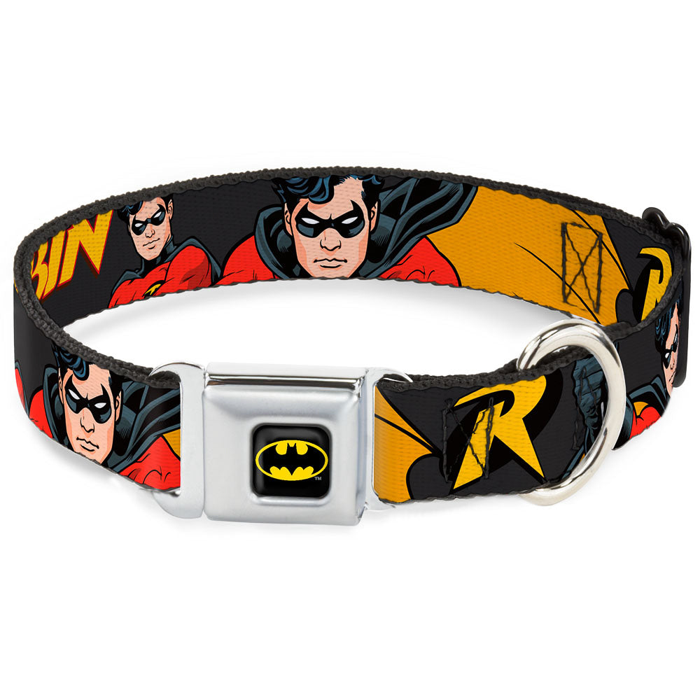 Batman Full Color Black Yellow Seatbelt Buckle Collar - ROBIN Red/Black Poses Gray Seatbelt Buckle Collars DC Comics