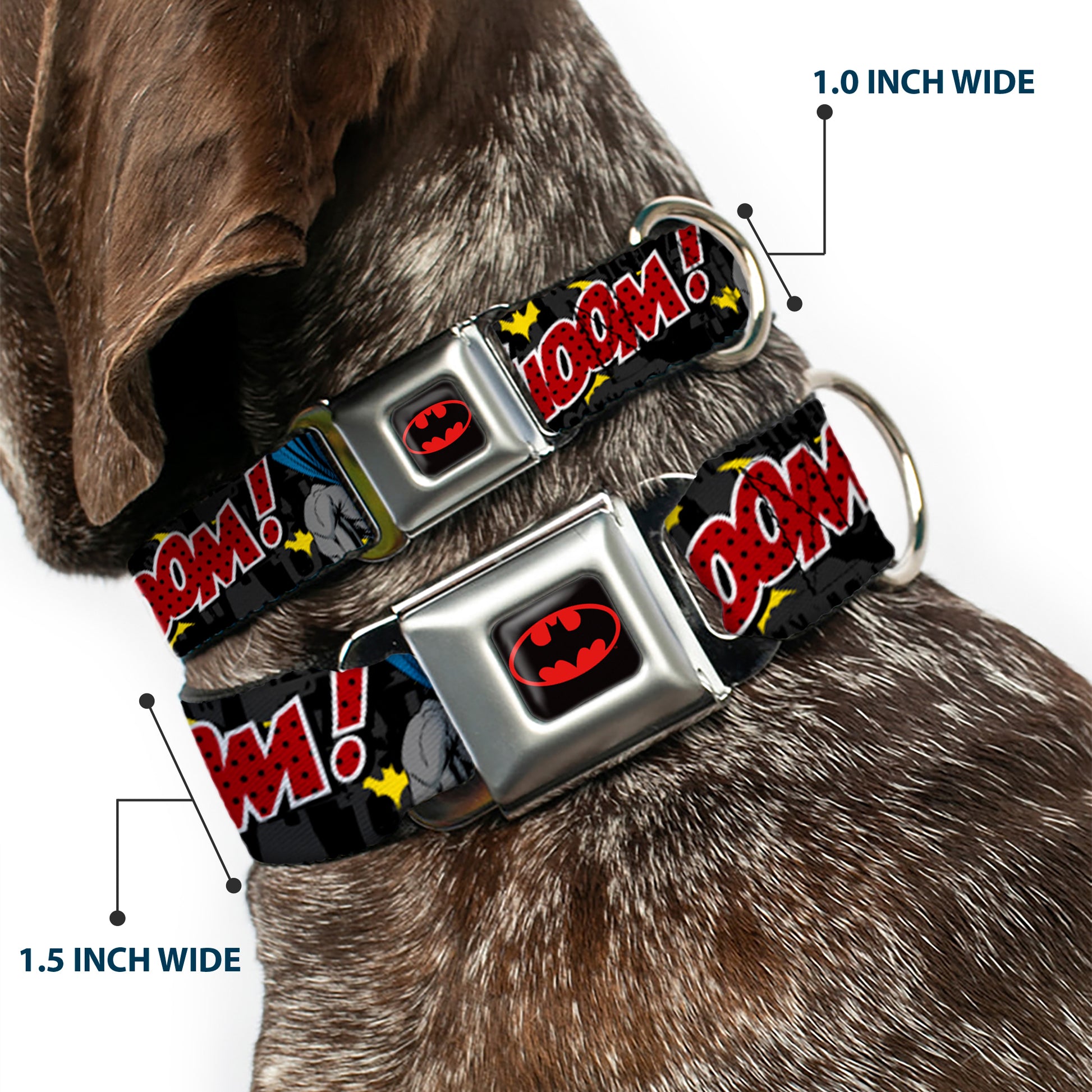 Batman Full Color Black Yellow Seatbelt Buckle Collar - Batman in Action WHOOM! Red Skyline Seatbelt Buckle Collars DC Comics