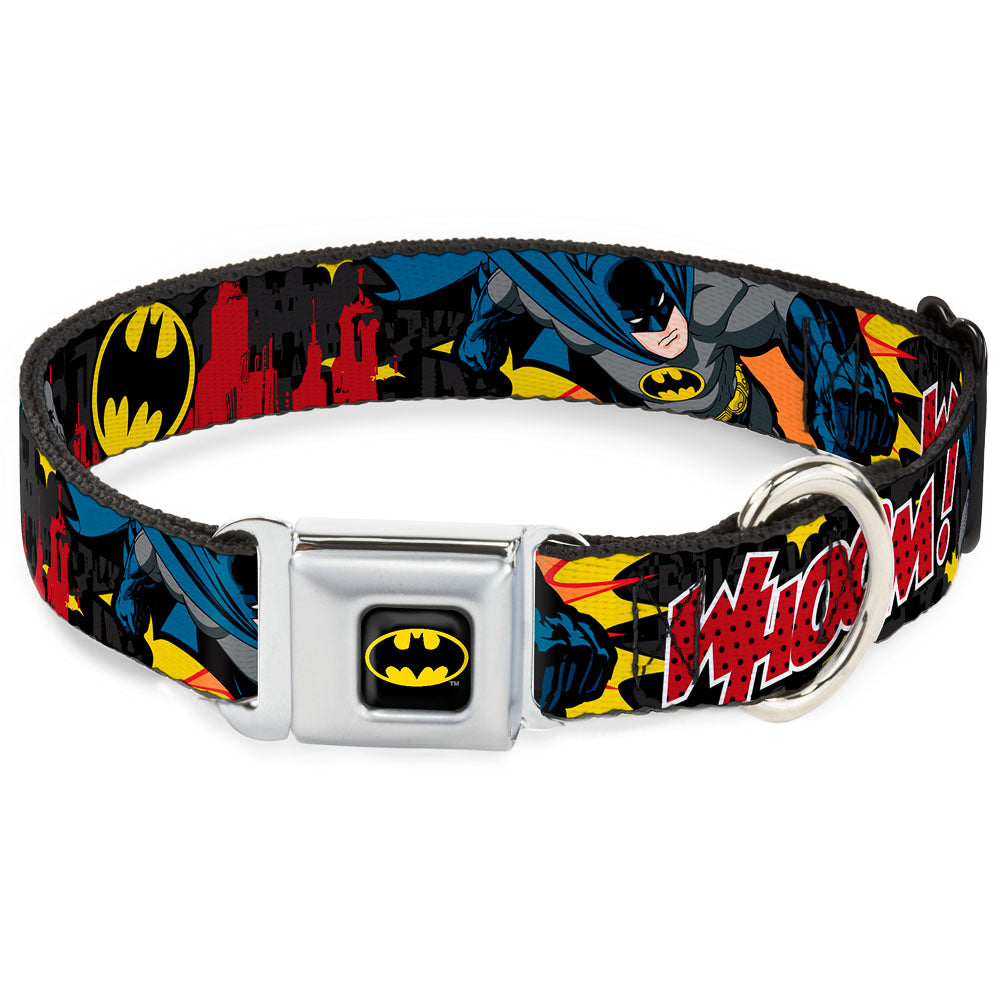 Batman Full Color Black Yellow Seatbelt Buckle Collar - Batman in Action WHOOM! Red Skyline Seatbelt Buckle Collars DC Comics