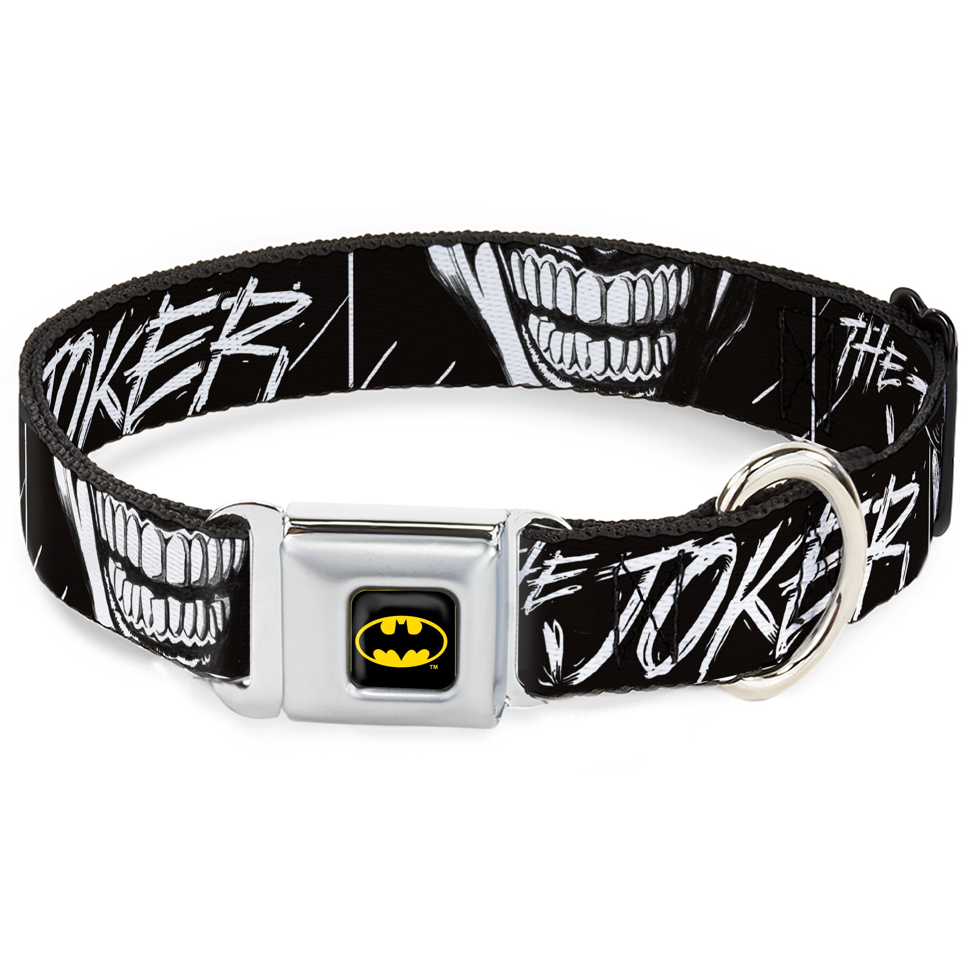 Batman Black/Yellow Seatbelt Buckle Collar - THE JOKER Smiling Eyes Sketch Close-Up Black/White Seatbelt Buckle Collars DC Comics