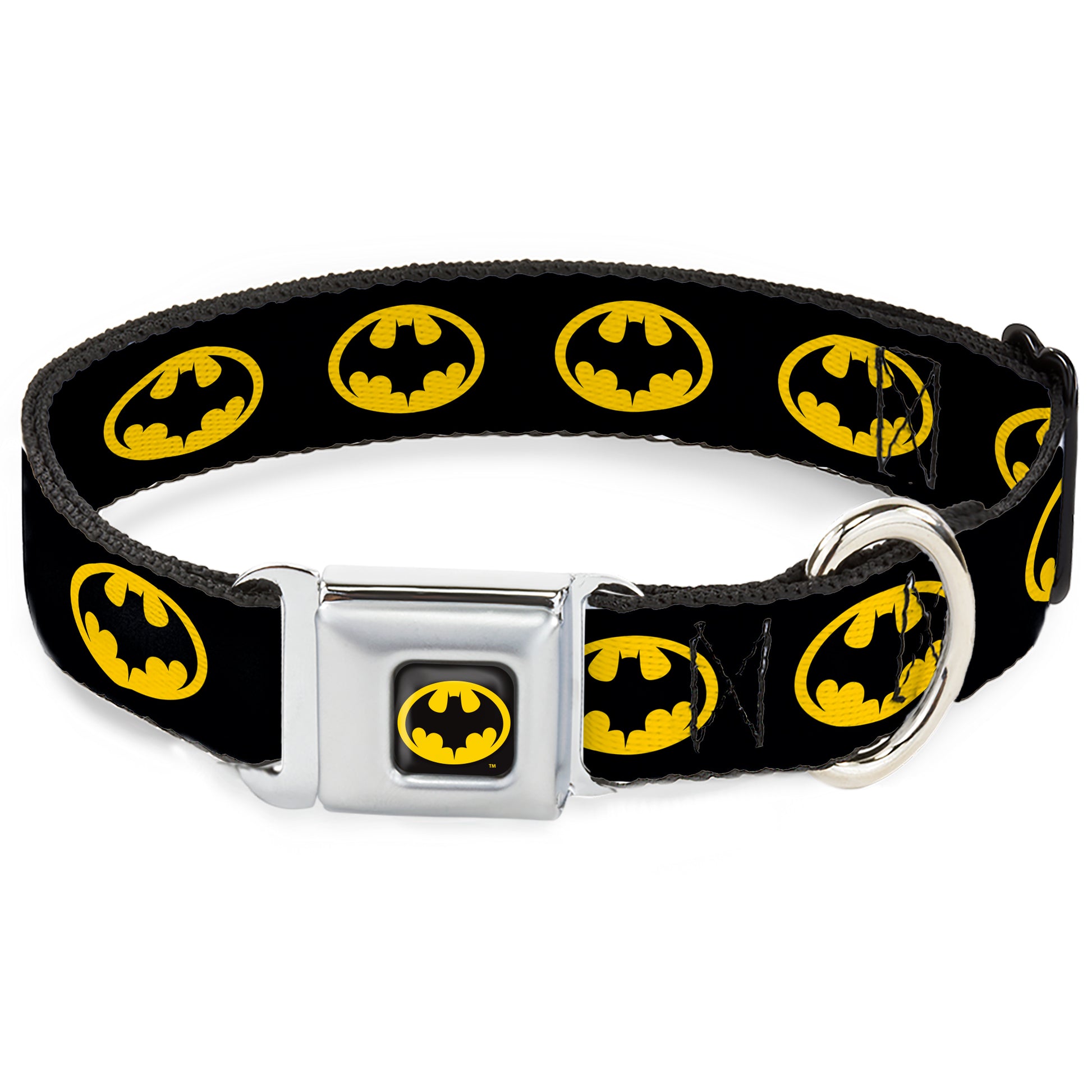 Batman 1989 Logo Full Color Black/Yellow Seatbelt Buckle Collar - Batman 1989 Logo Black/Yellow Seatbelt Buckle Collars DC Comics