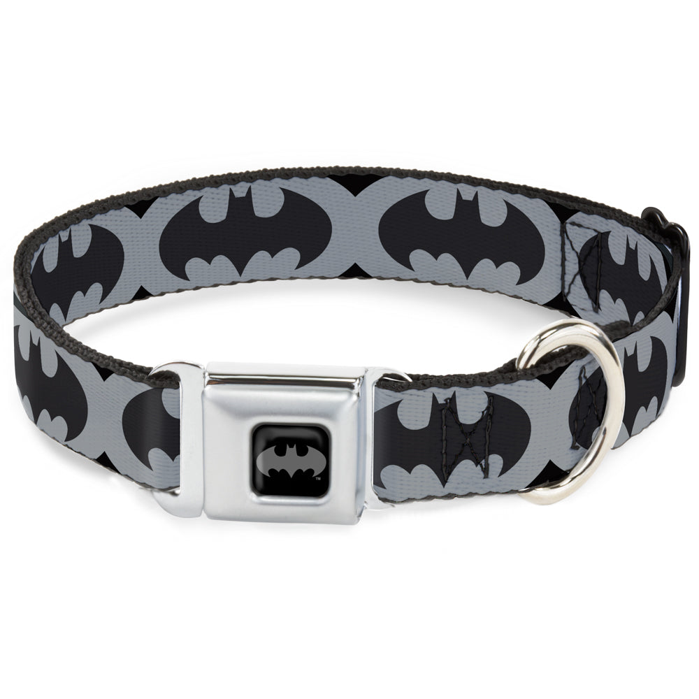 Batman Full Color Black Silver Black Seatbelt Buckle Collar - Bat Signal-5 Black/Gray/Black Seatbelt Buckle Collars DC Comics