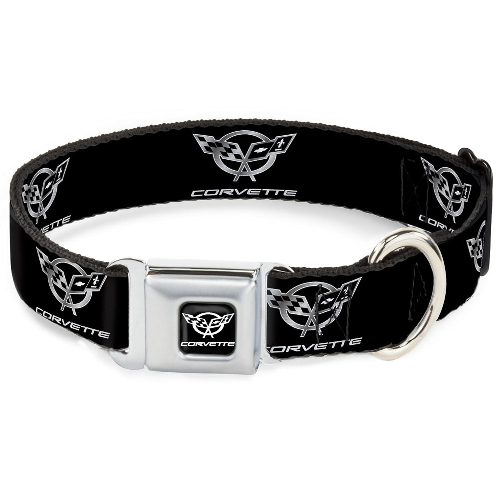 Corvette Seatbelt Buckle Collar - Corvette Black/Silver REPEAT Seatbelt Buckle Collars GM General Motors