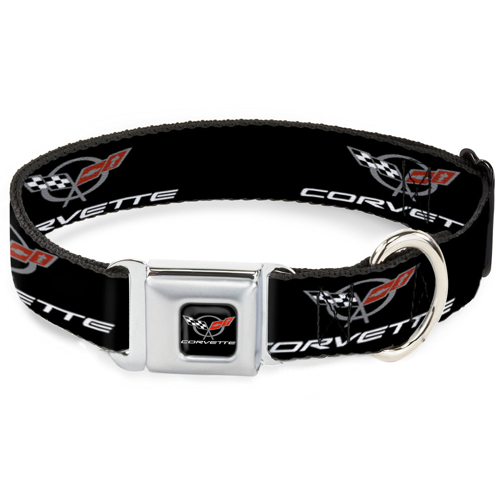 CORVETTE C5 Logo Full Color Black/Gray/White/Red Seatbelt Buckle Collar - CORVETTE C5 Logo Black/Gray/White/Red REPEAT Seatbelt Buckle Collars GM General Motors