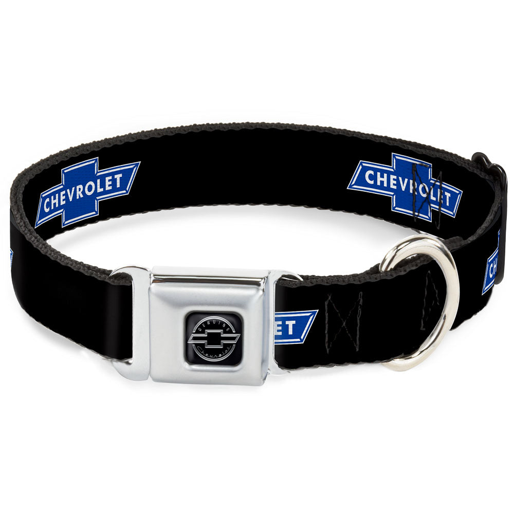 Chevy Bowtie Black Silver Seatbelt Buckle Collar - Chevy Bowtie Logo REPEAT Seatbelt Buckle Collars GM General Motors